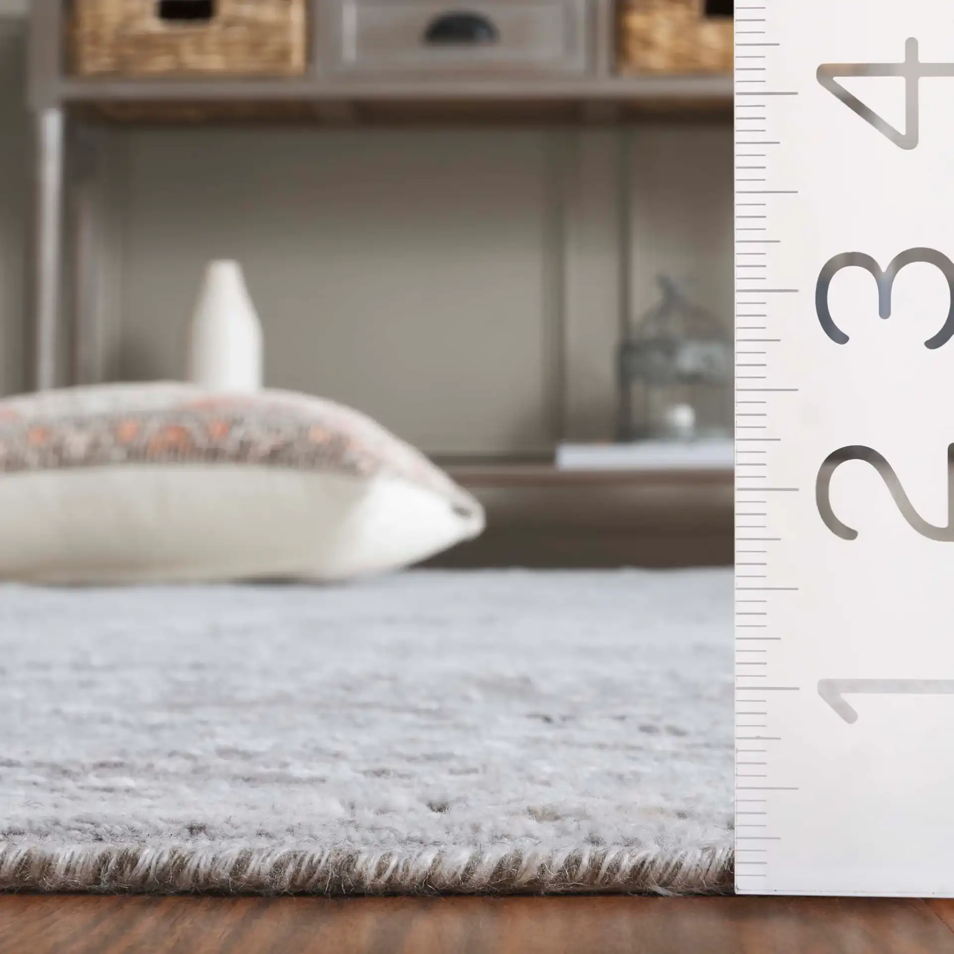 Mirage Abstract Crackle Hand-Loomed Rug in Ivory / Taupe in a styled room
