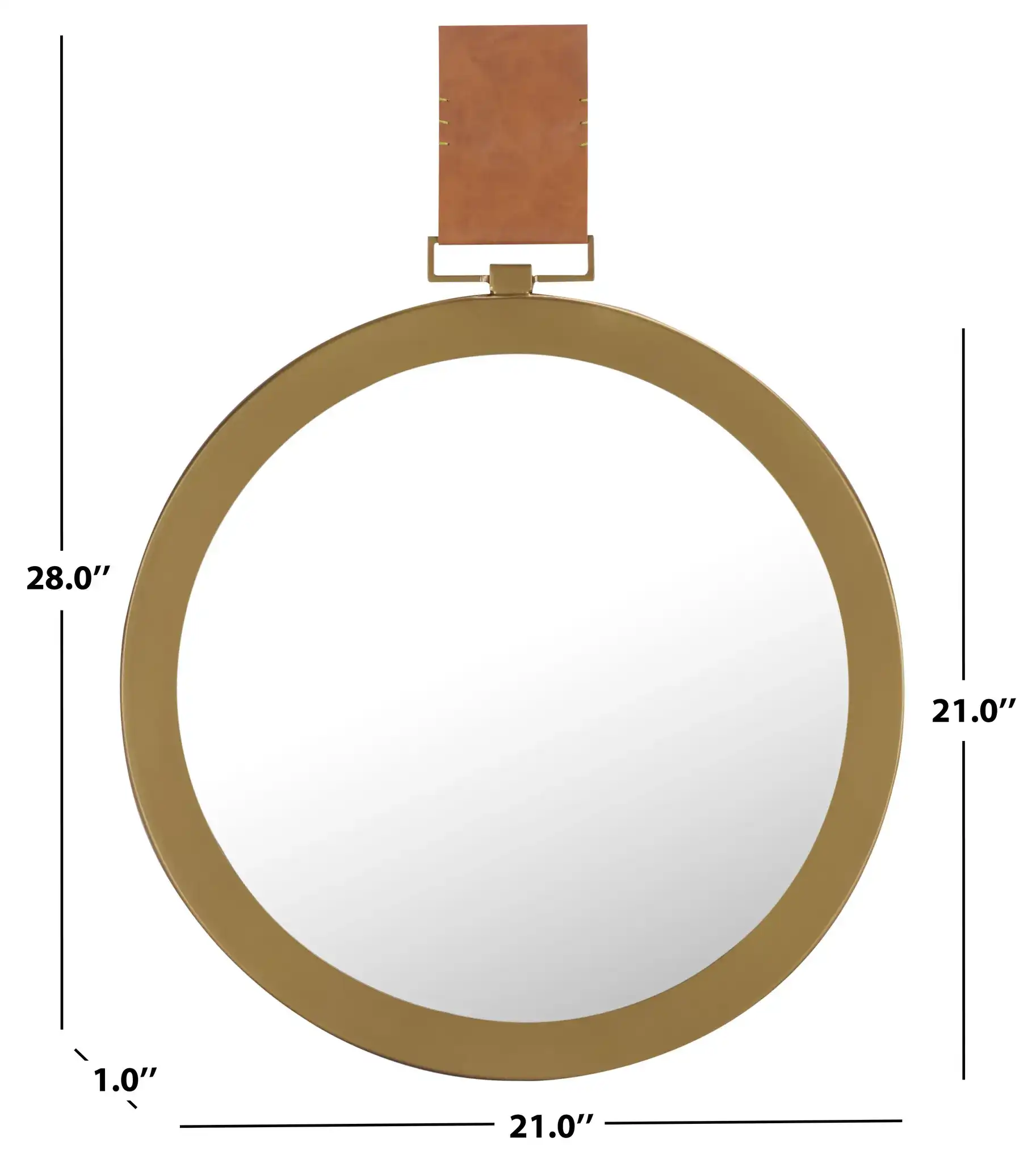 Time Out 21-Inch Strap Mirror in Brown, detail view
