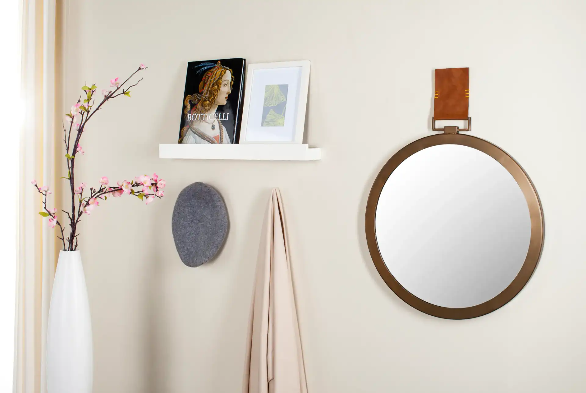 Time Out 21-Inch Strap Mirror in Brown in a styled room