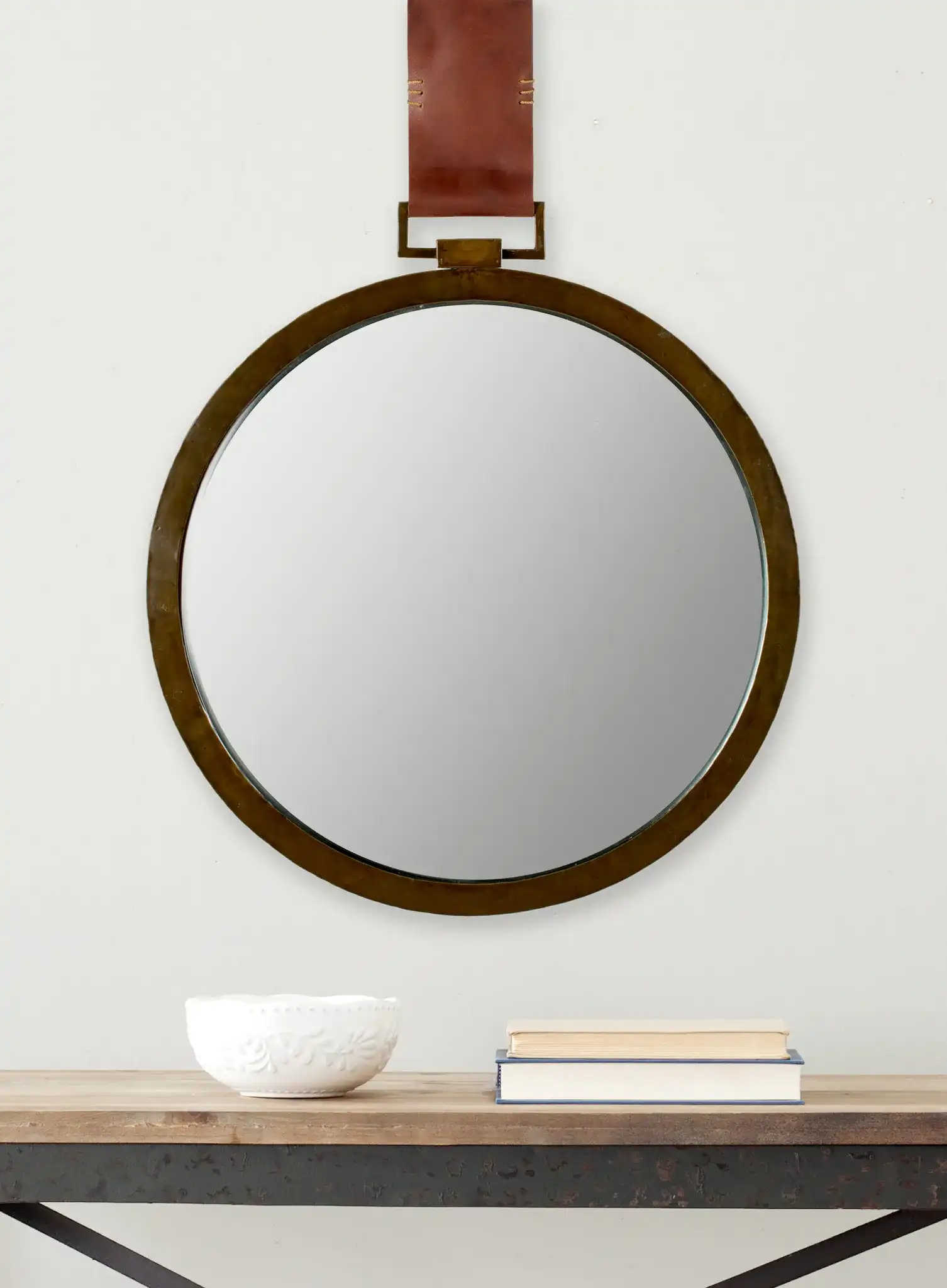 Time Out 21-Inch Strap Mirror in Brown, detail view