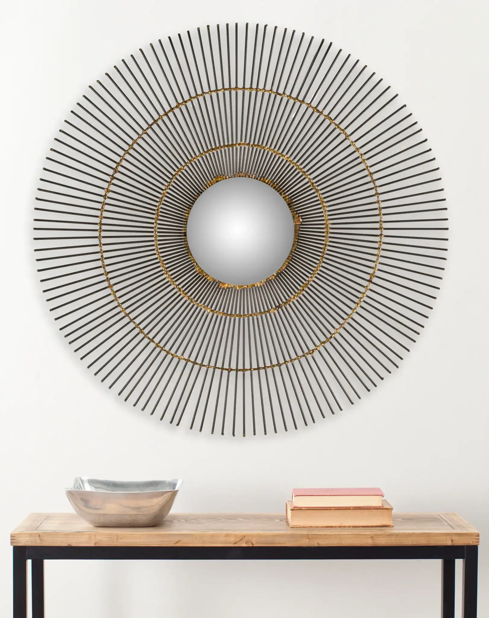 Orbit The Sun Mirror in Natural in a styled room