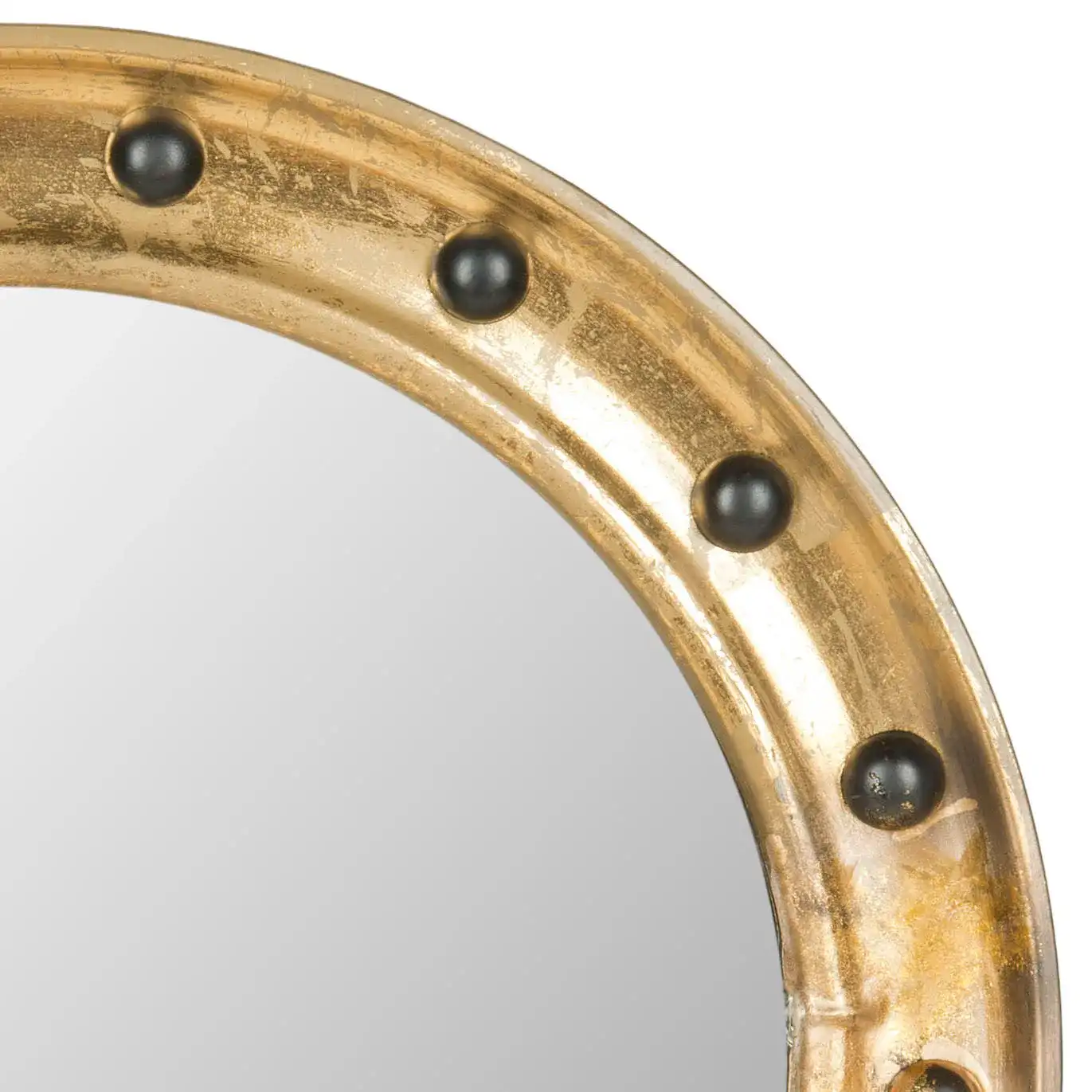 Mariner Porthole Mirror in Antique Gold in a styled room