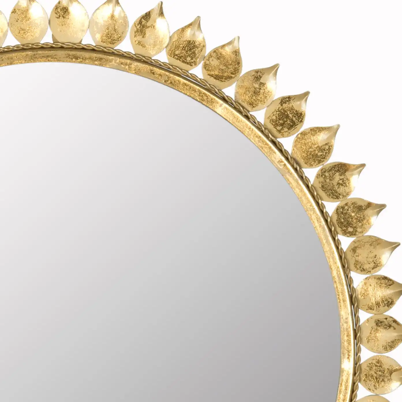 Leaf Crown Sunburst Mirror in Antique Gold in a styled room