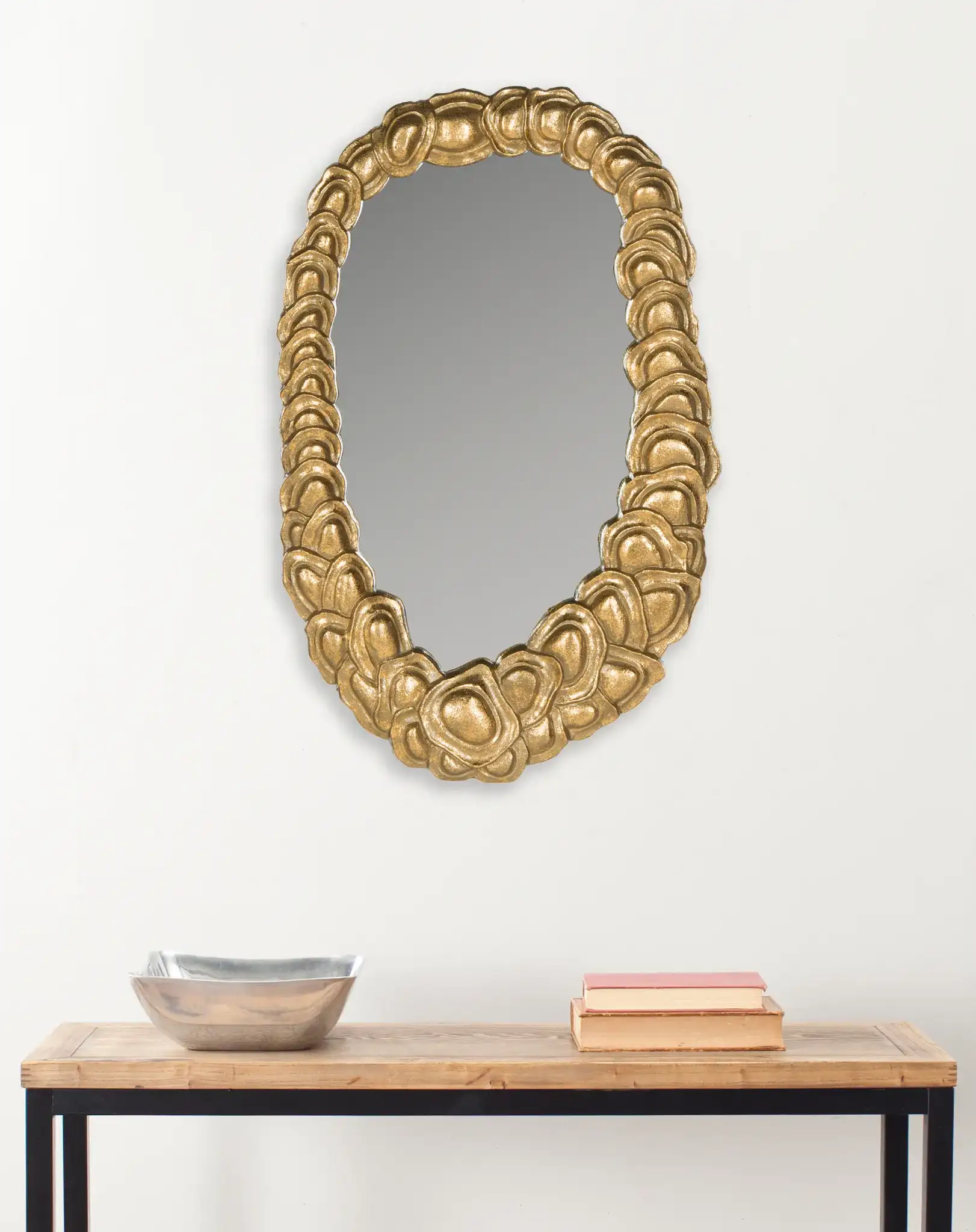 Garland Mirror in Antique Gold in a styled room