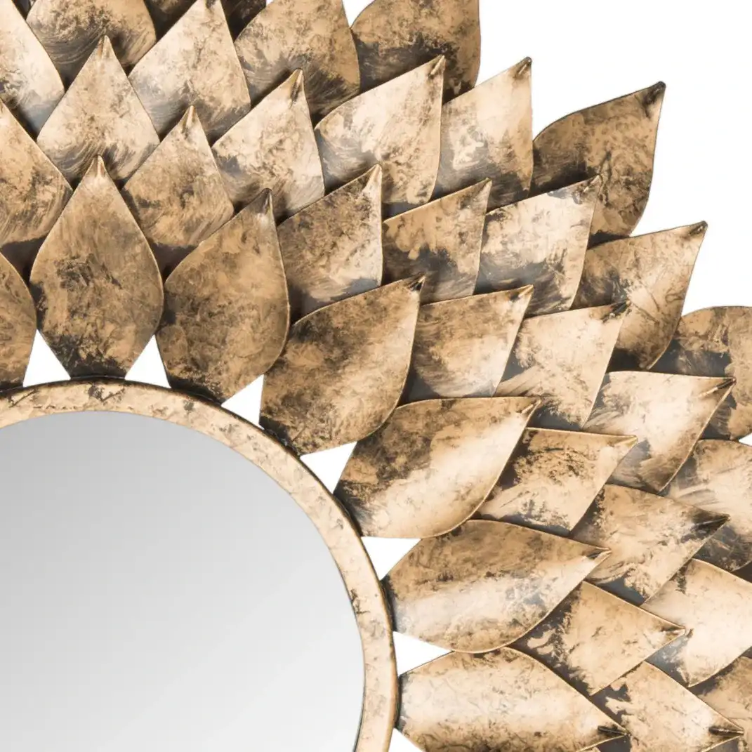 Provence Sunburst Mirror in Gold in a styled room