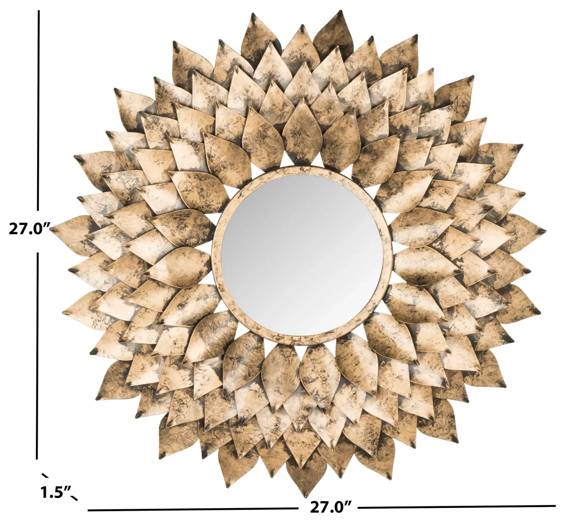 Provence Sunburst Mirror in Gold, detail view
