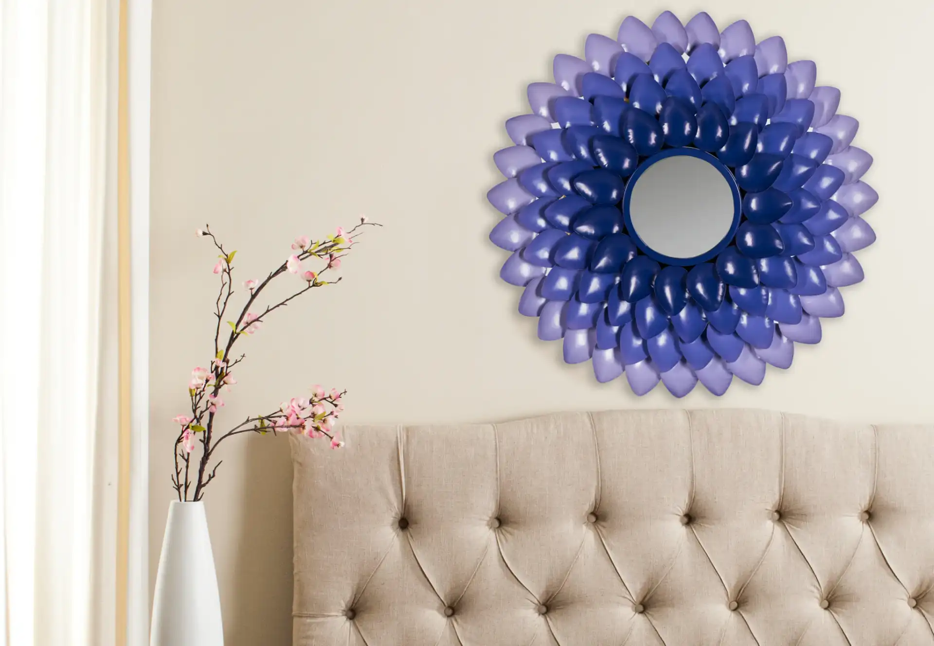 Chrissy Mirror in Purple in a styled room