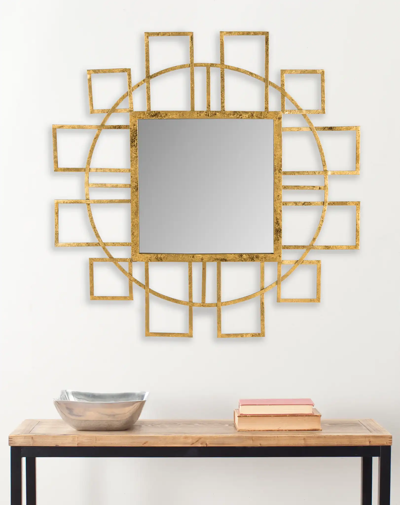 Matrix Mirror in Gold in a styled room