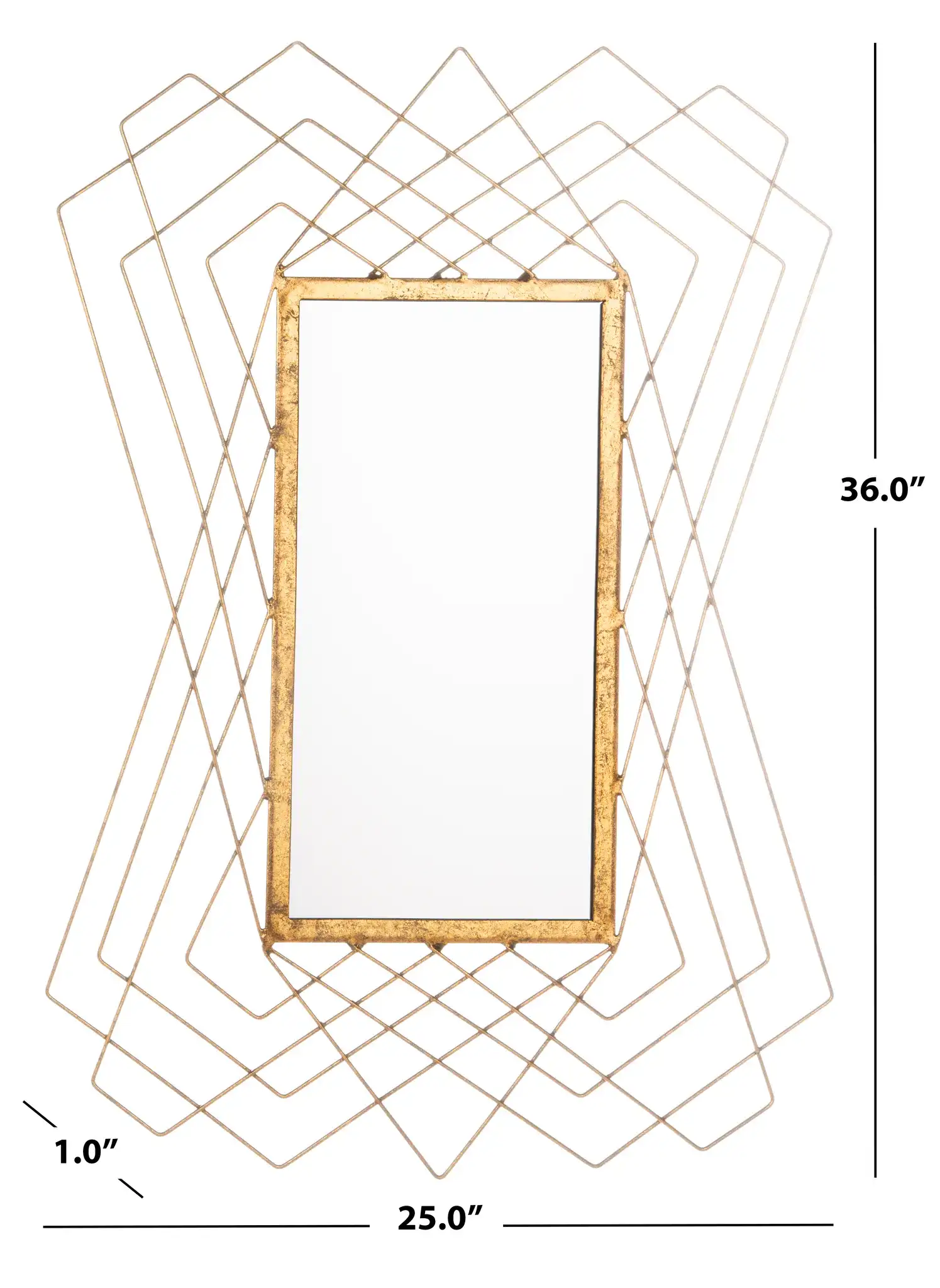 Hazelton Mirror in Gold Foil, detail view