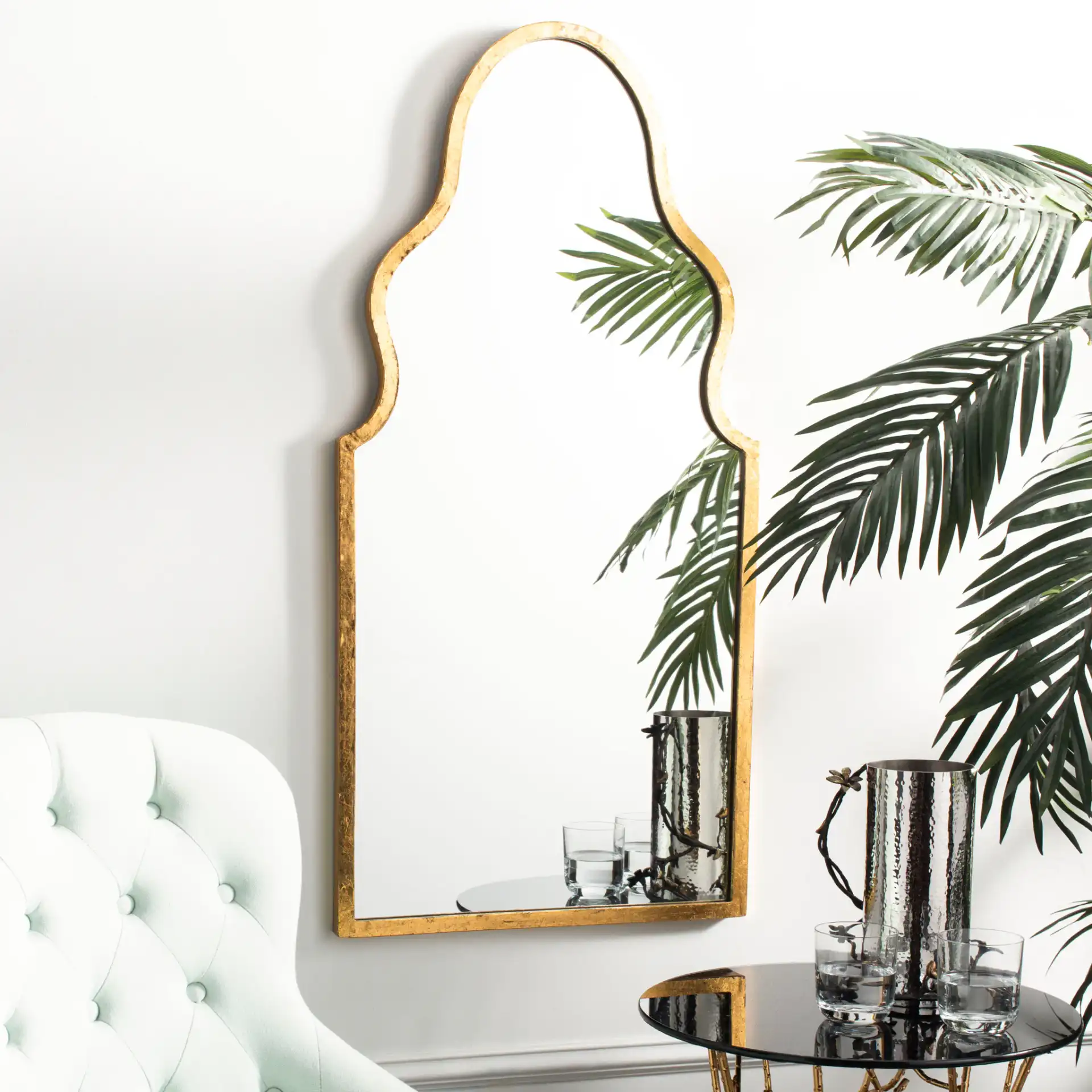 Parma Mirror in Gold Foil in a styled room