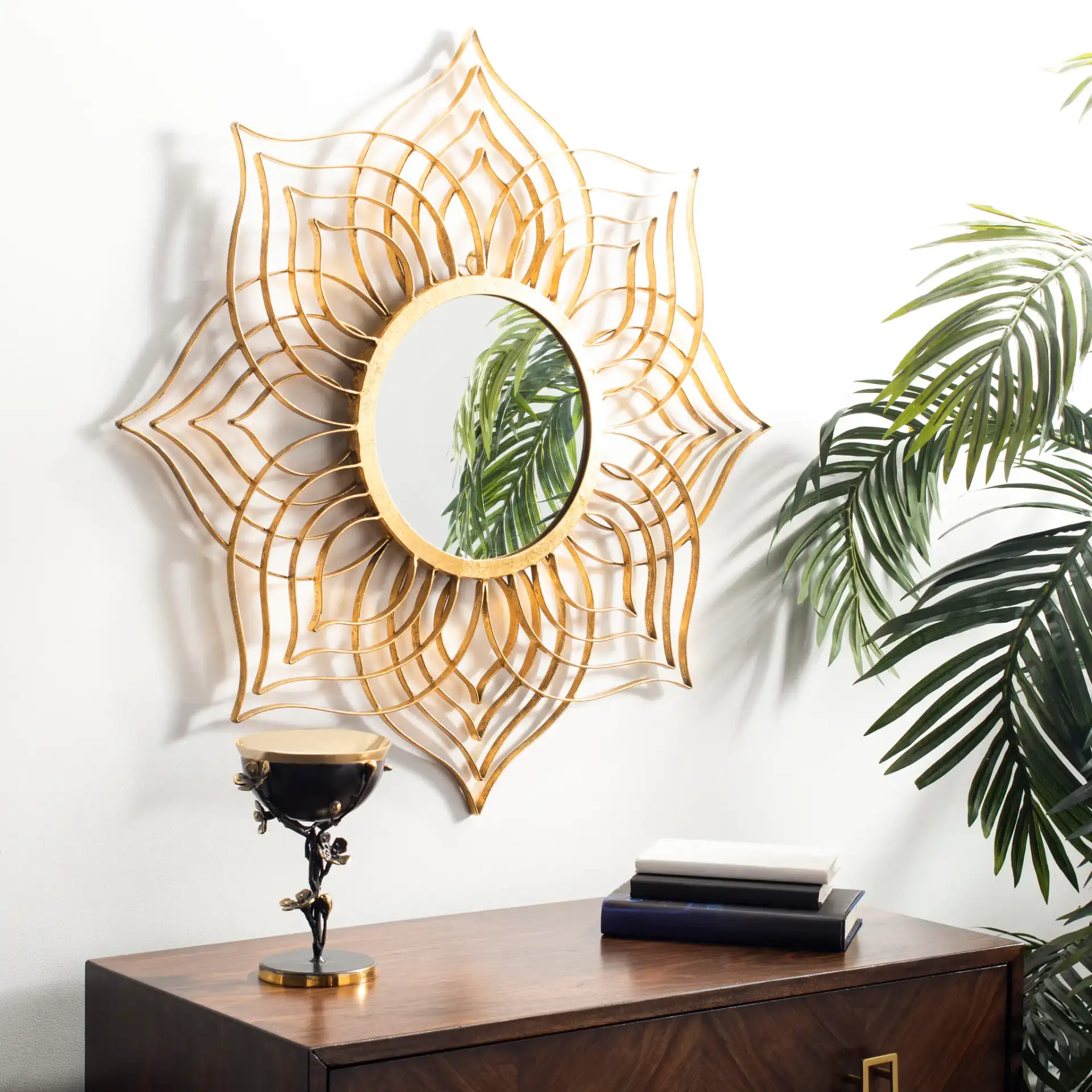 Charlton Mirror in Gold Foil in a styled room