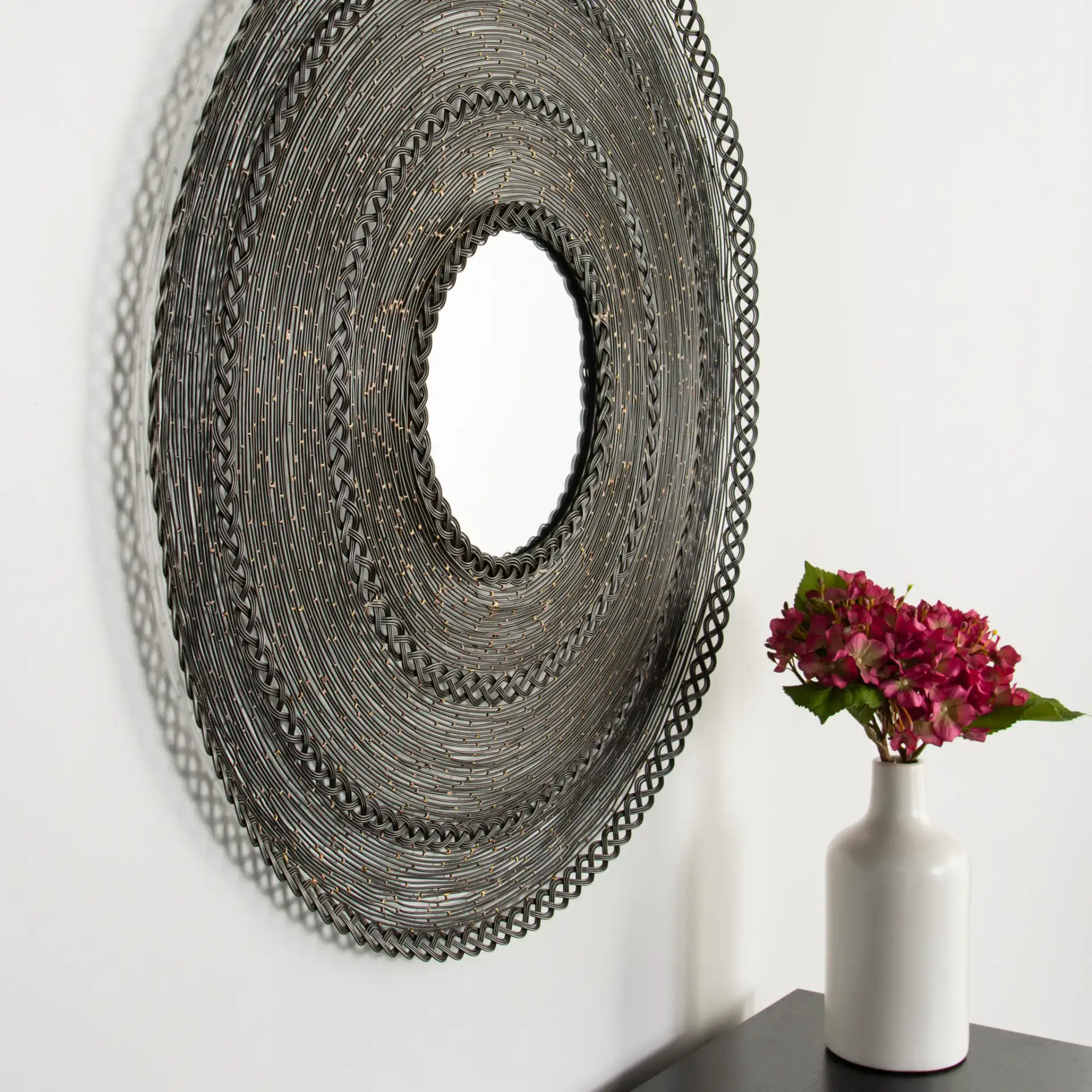 Dalston Mirror in Zinc Finish, detail view