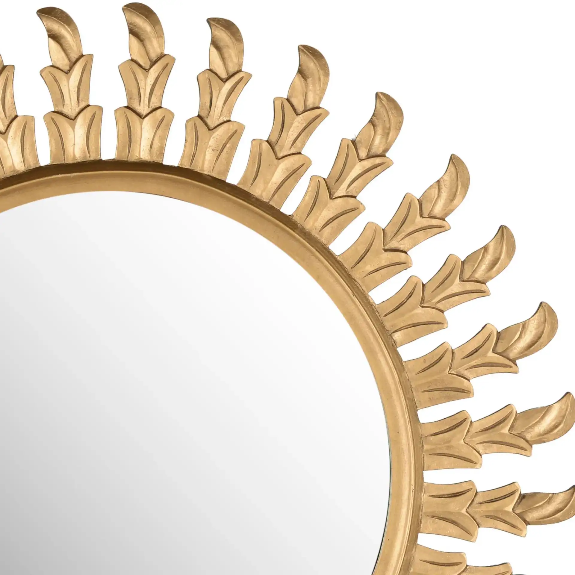 Inca Sun Mirror in Gold in a styled room