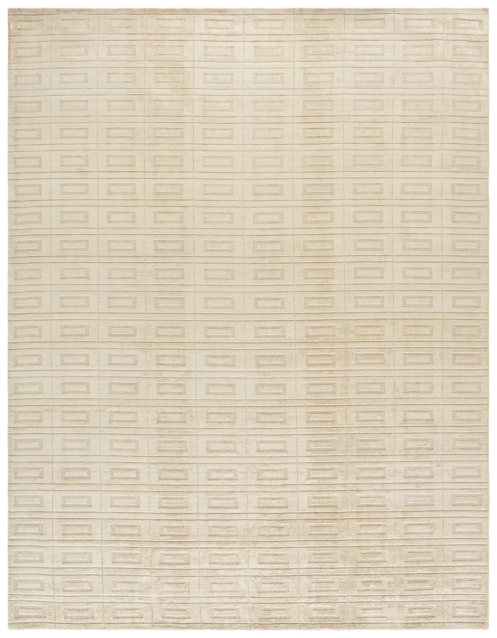 Mirage Rectangle Grid Hand-Loomed Rug in Champagne