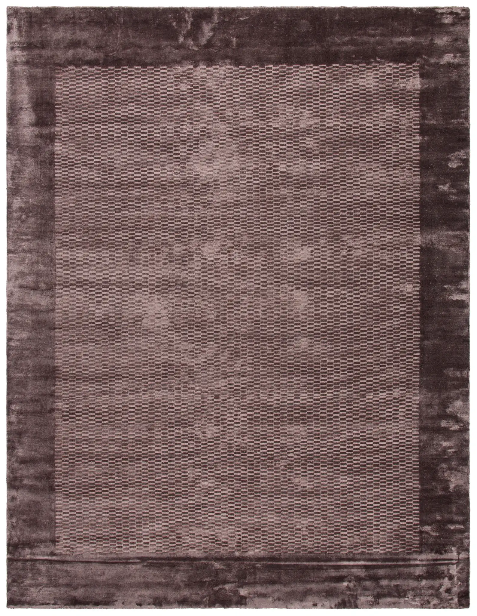 Mirage Textured Border Hand-Loomed Viscose Rug in Brown
