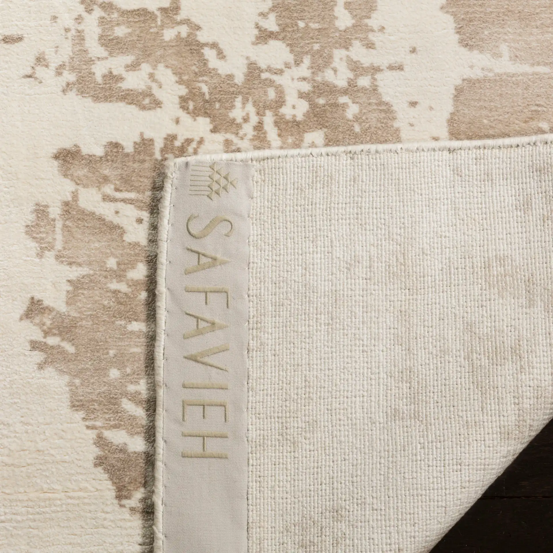Mirage Abstract Bark Hand-Loomed Viscose Rug in Ivory / Brown in a styled room