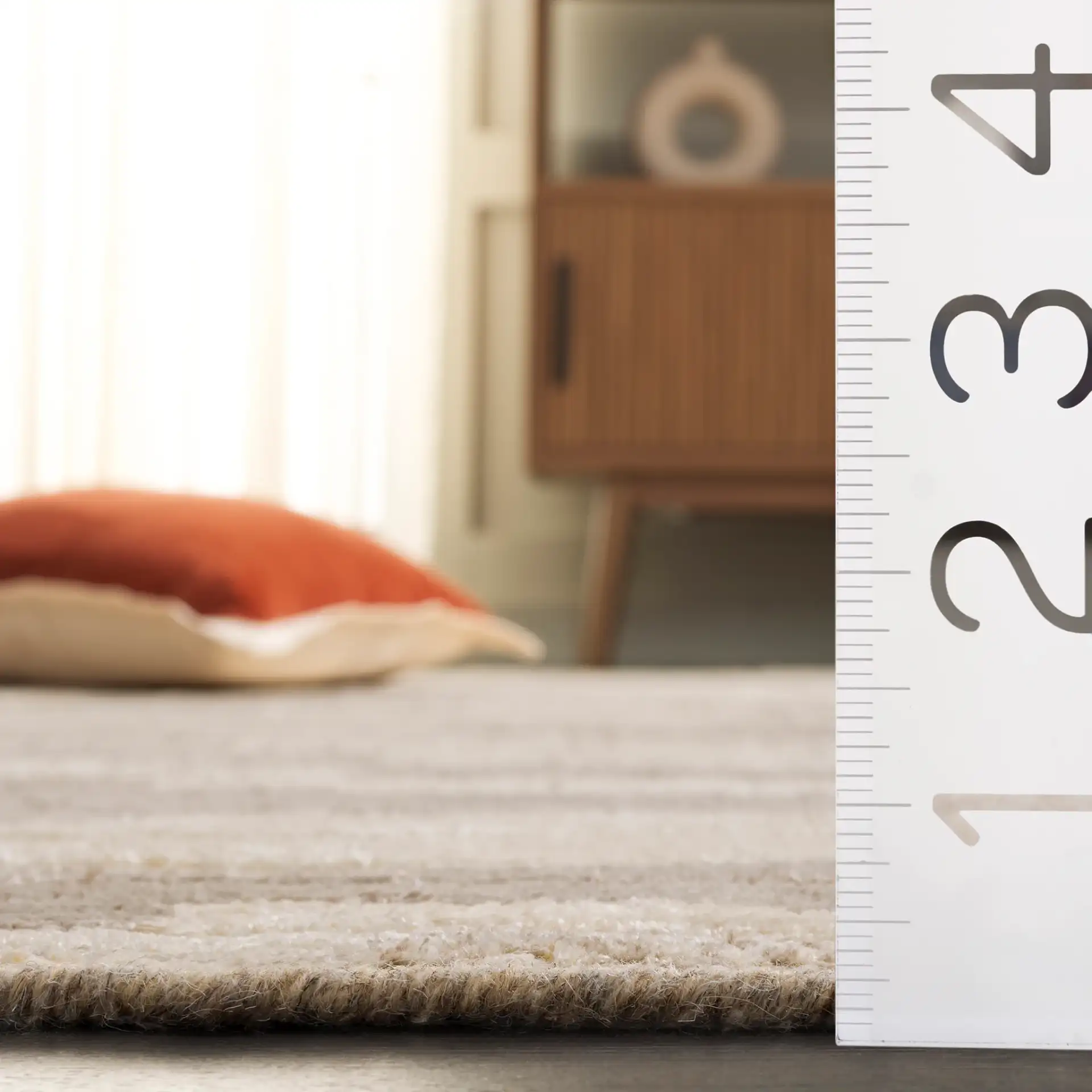Mirage Abstract Stripe Hand-Loomed Rug in Brown / Gray in a styled room