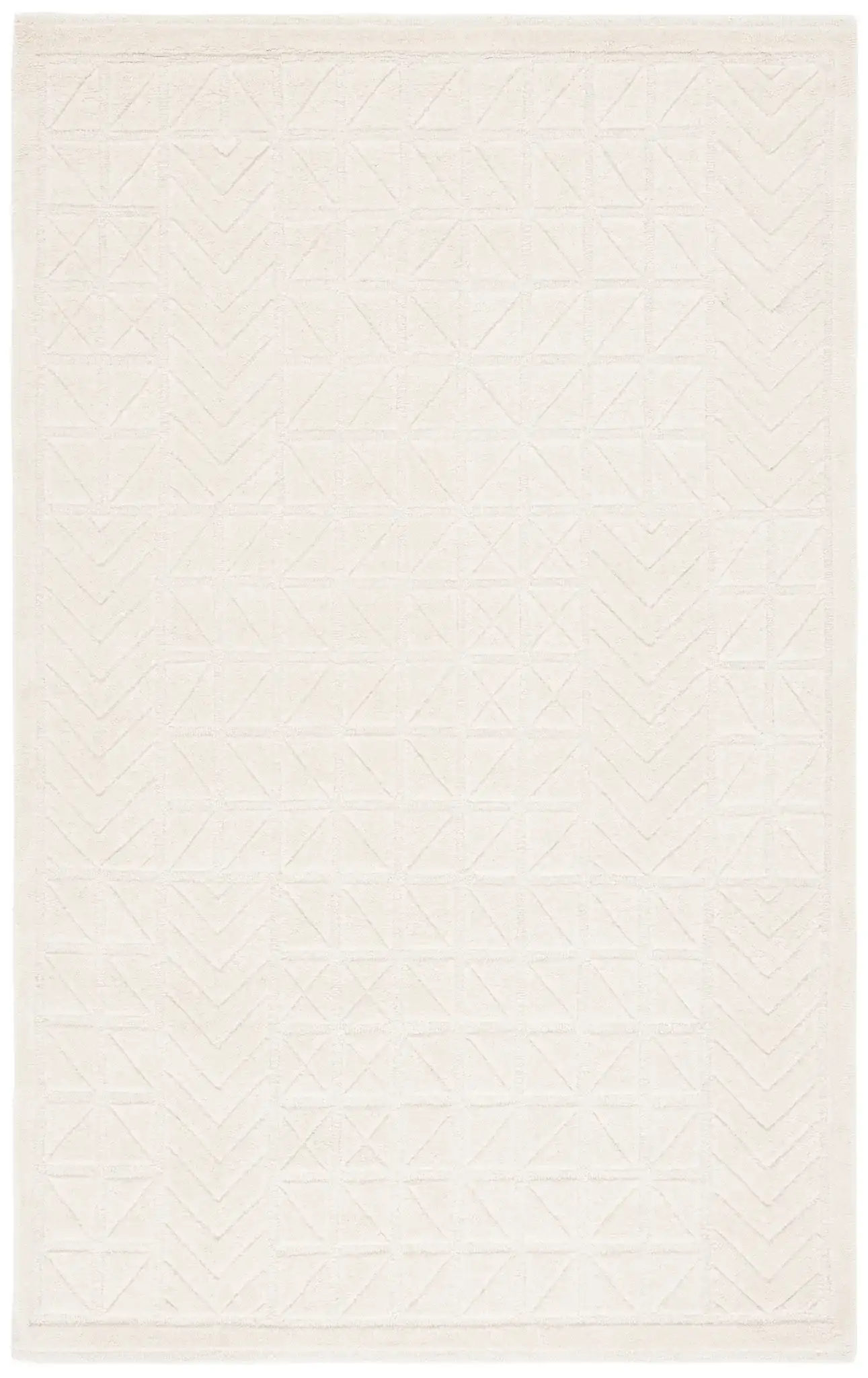 Mykonos Carved Geometric Hand-Tufted Wool Rug in Ivory