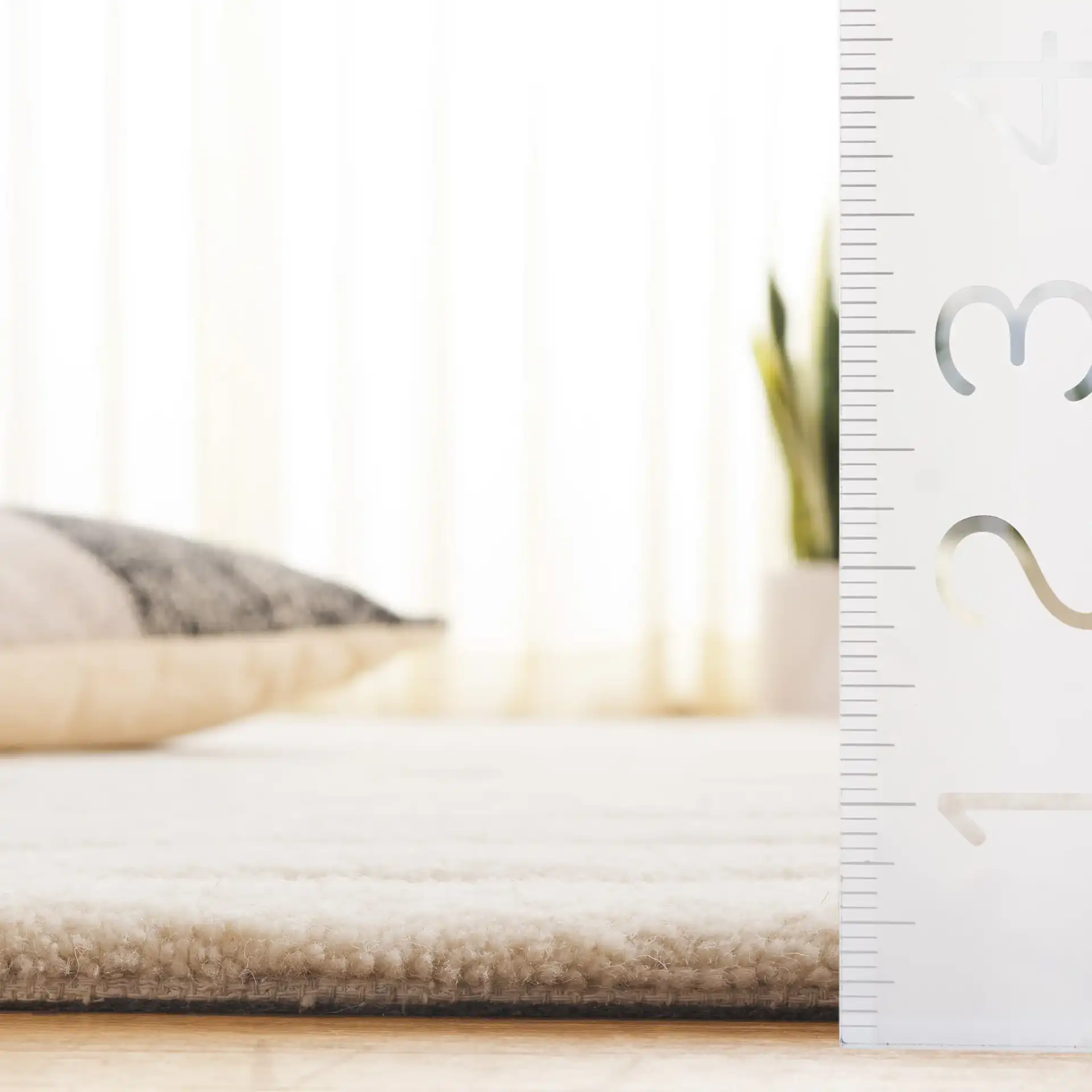 Mykonos Organic Wave Hand-Tufted Wool Rug in Ivory in a styled room