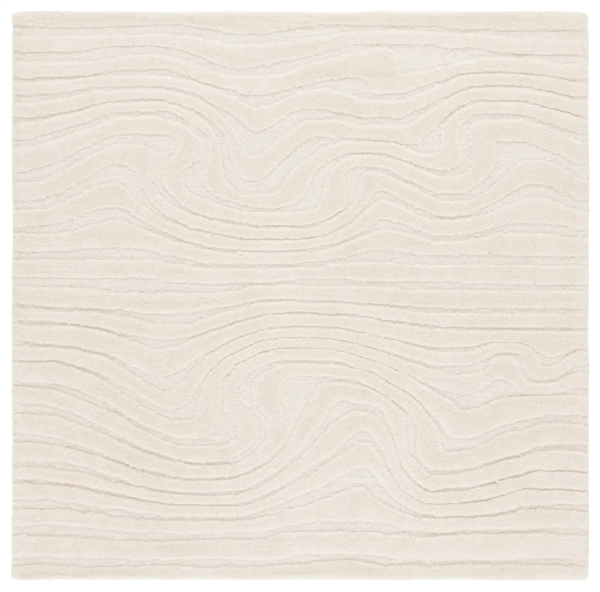 Mykonos Organic Wave Hand-Tufted Wool Rug in Ivory