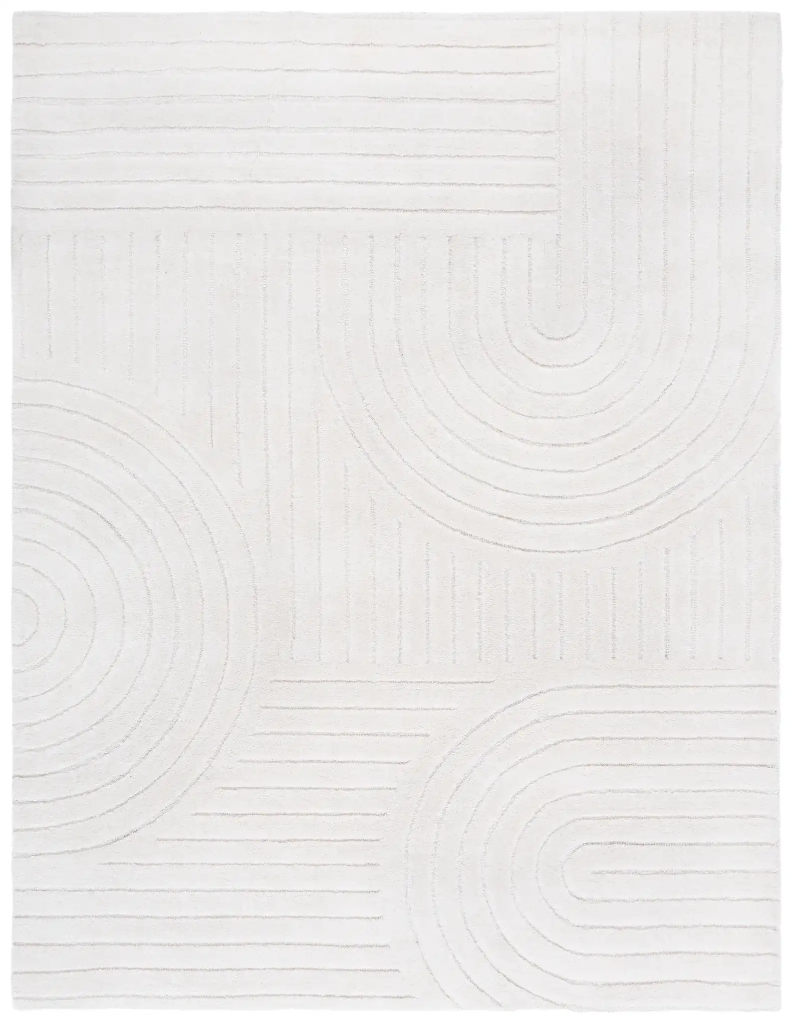 Mykonos Concentric Arch Hand-Tufted Wool Rug in Ivory