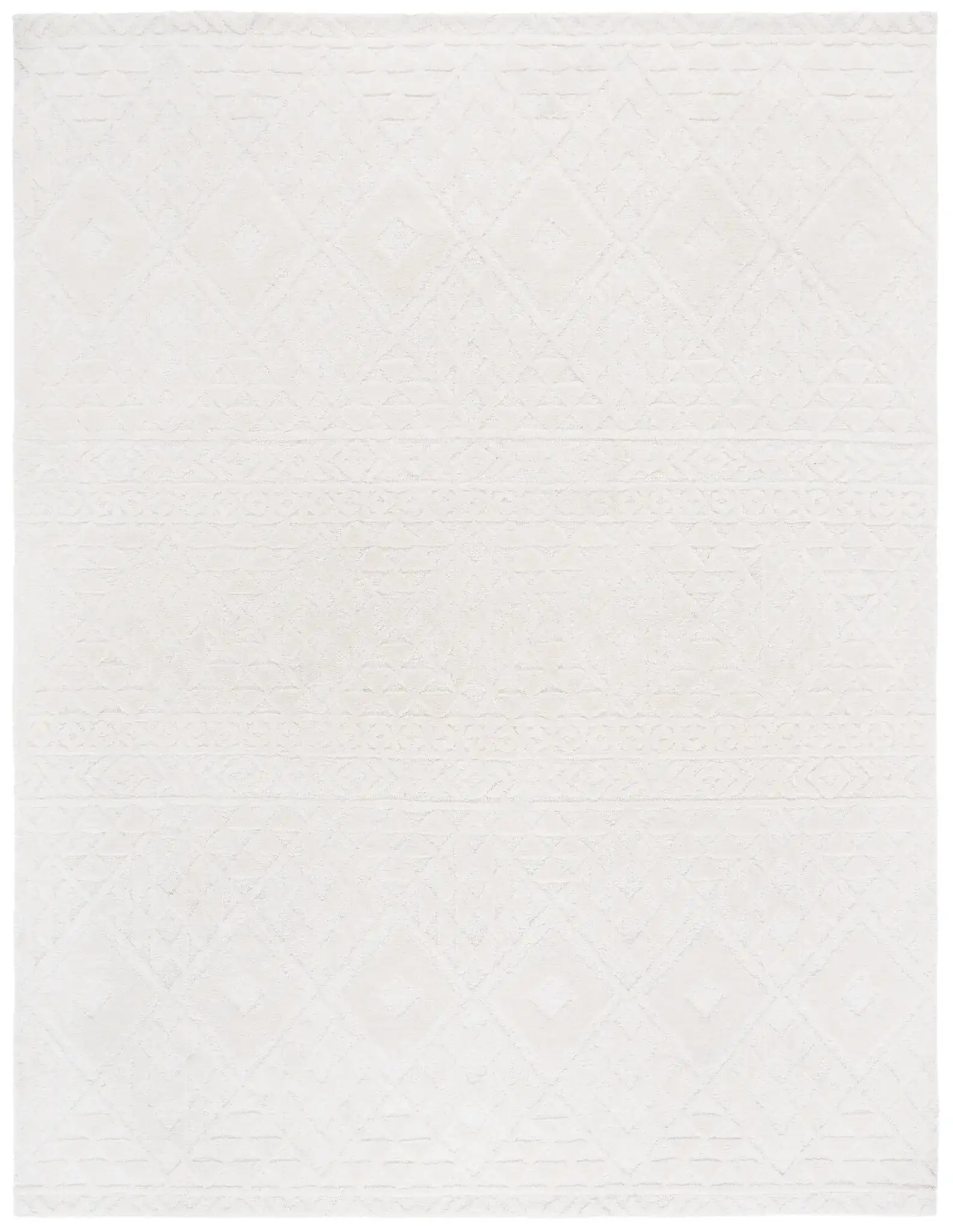 Mykonos Textured Diamond Hand-Tufted Wool Rug in Ivory