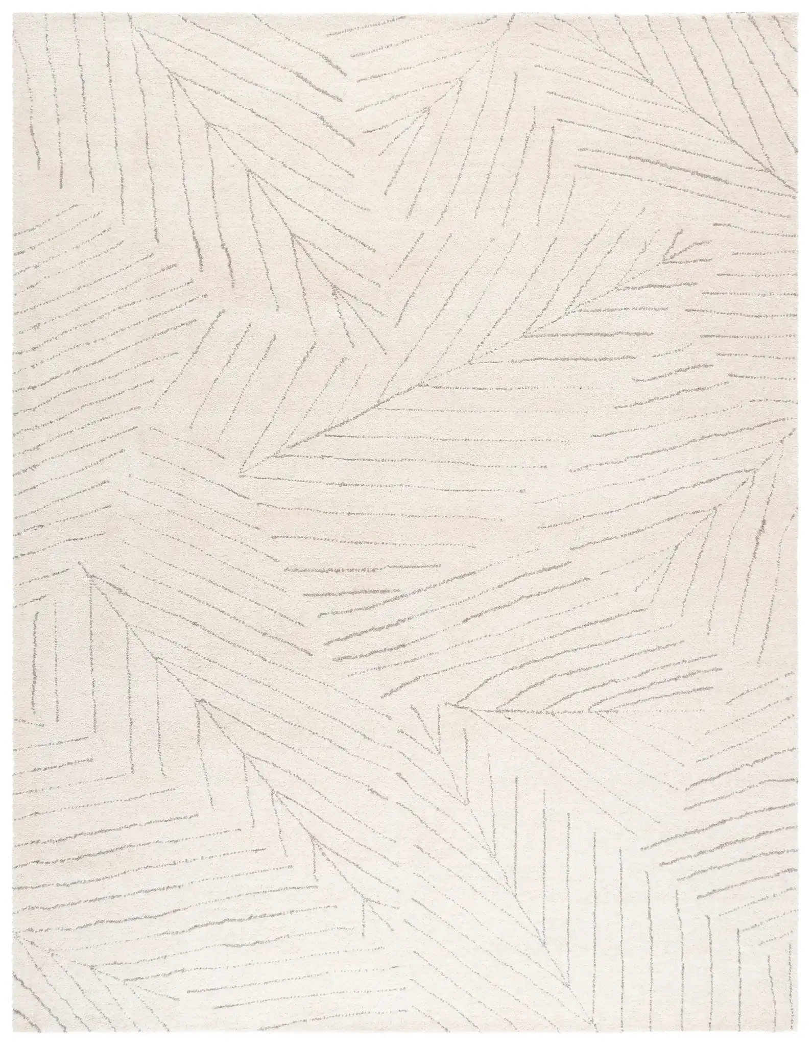 Mykonos Abstract Leaf Hand-Tufted Wool Rug in Ivory / Gray