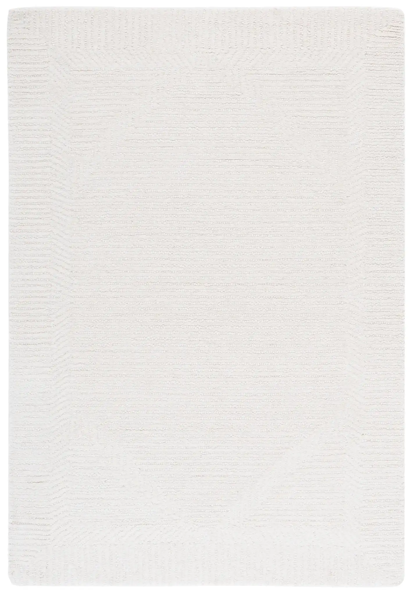 Mykonos Stepped Border Hand-Tufted Wool Rug in Ivory