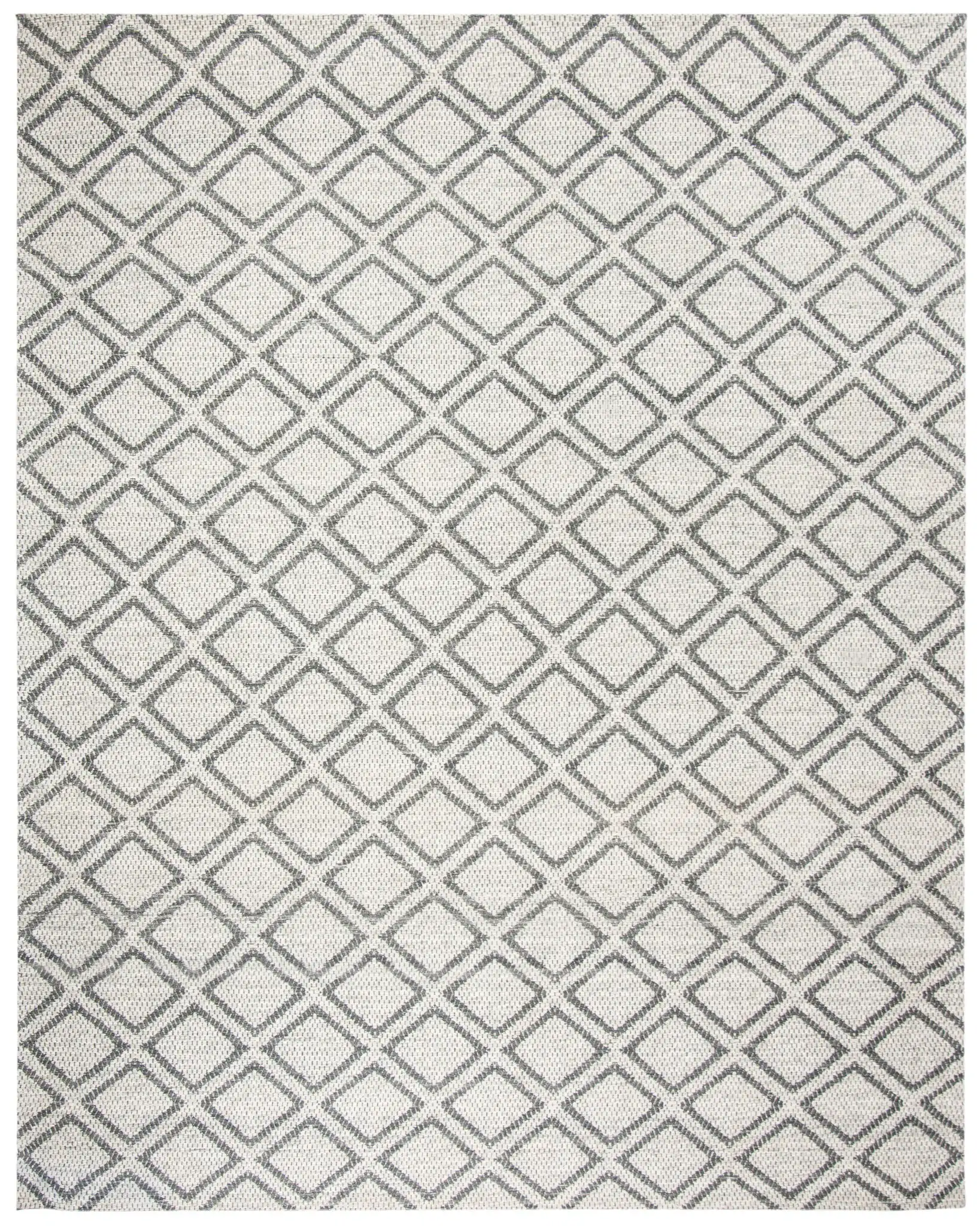 Micro-Loop Diamond Tile Hand-Tufted Wool Rug in Silver / Dark Gray