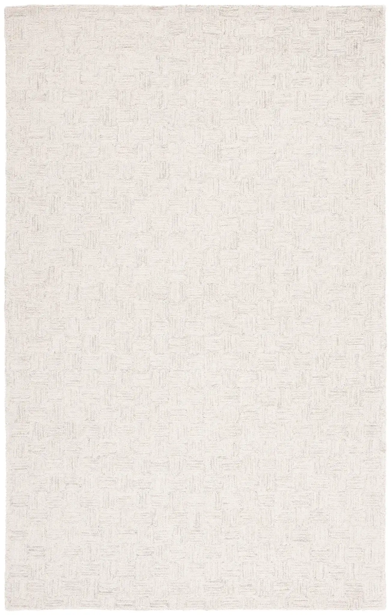 Micro-Loop Basketweave Hand-Tufted Wool Rug in Light Gray / Ivory