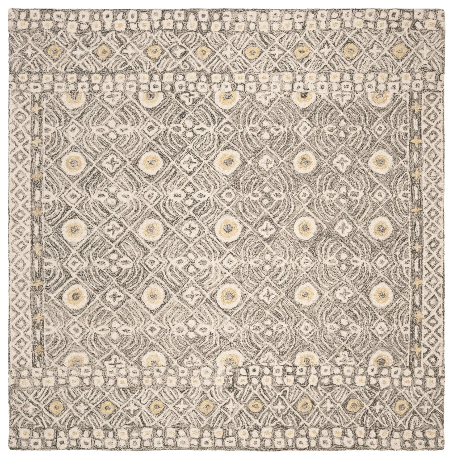 Micro-Loop Mosaic Hand-Tufted Wool Rug in Charcoal / Ivory