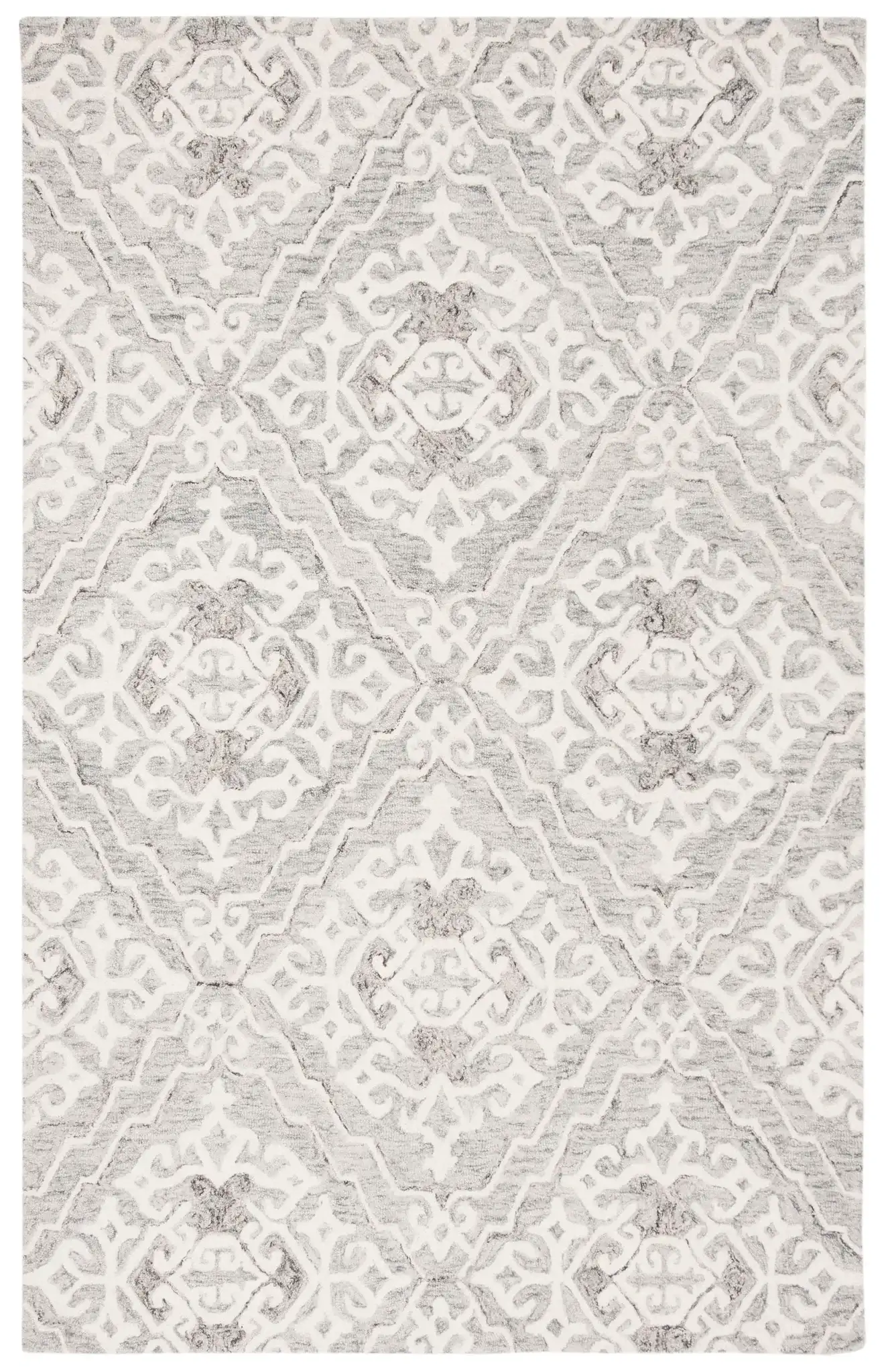 Micro-Loop Trellis Hand-Tufted Wool Rug in Gray / Ivory