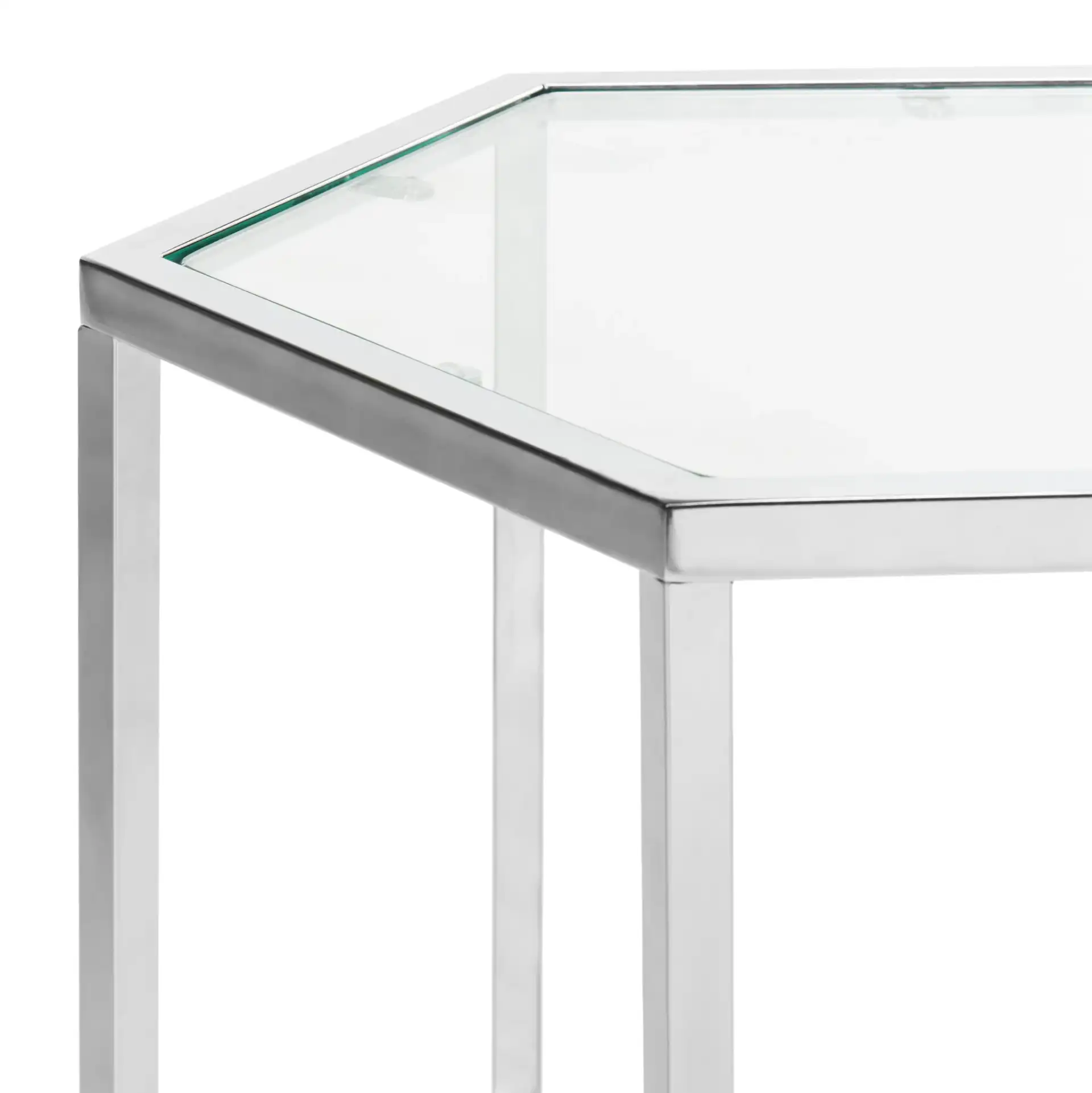 Teagan End Table in Chrome in a styled room