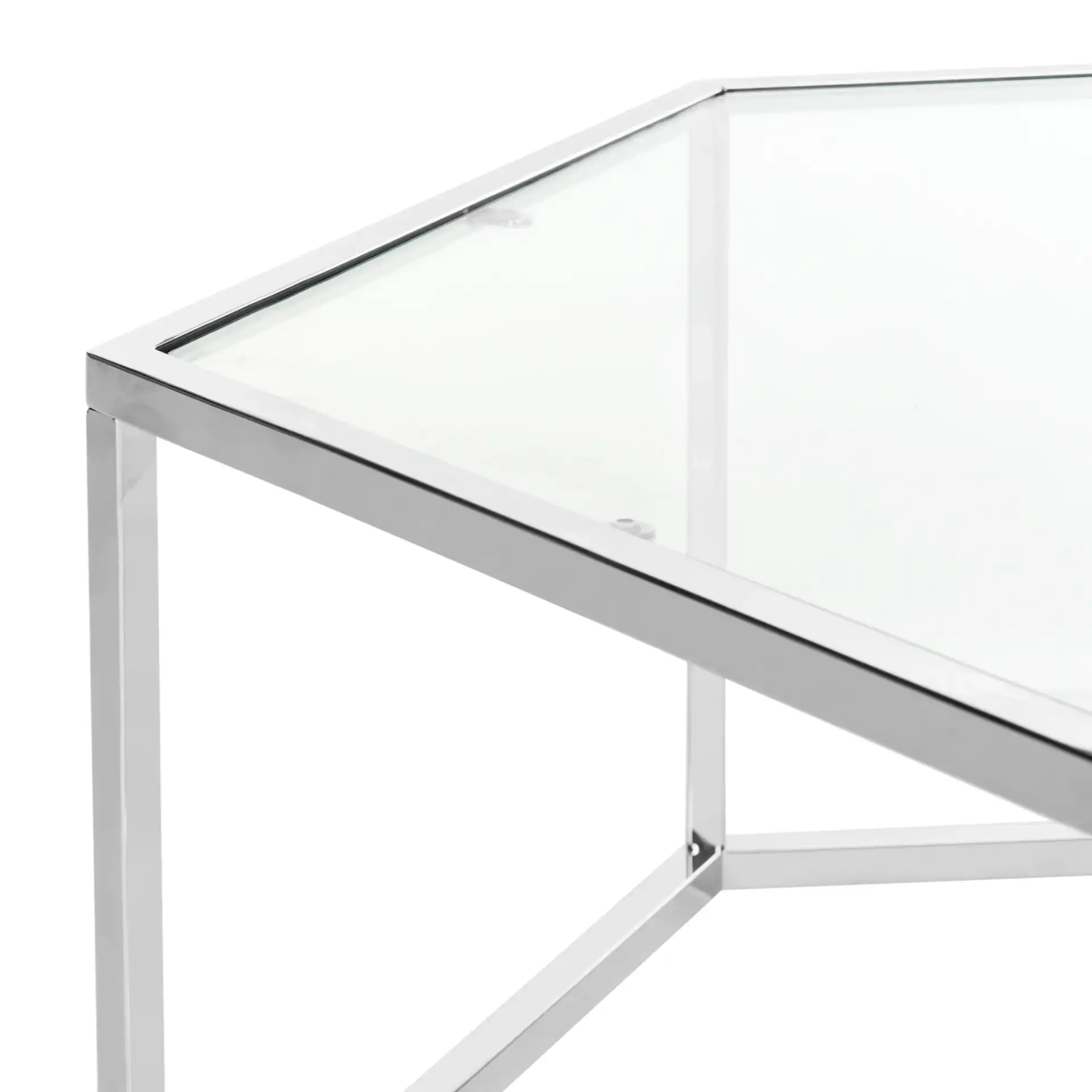 Eliana Coffee Table in Chrome in a styled room