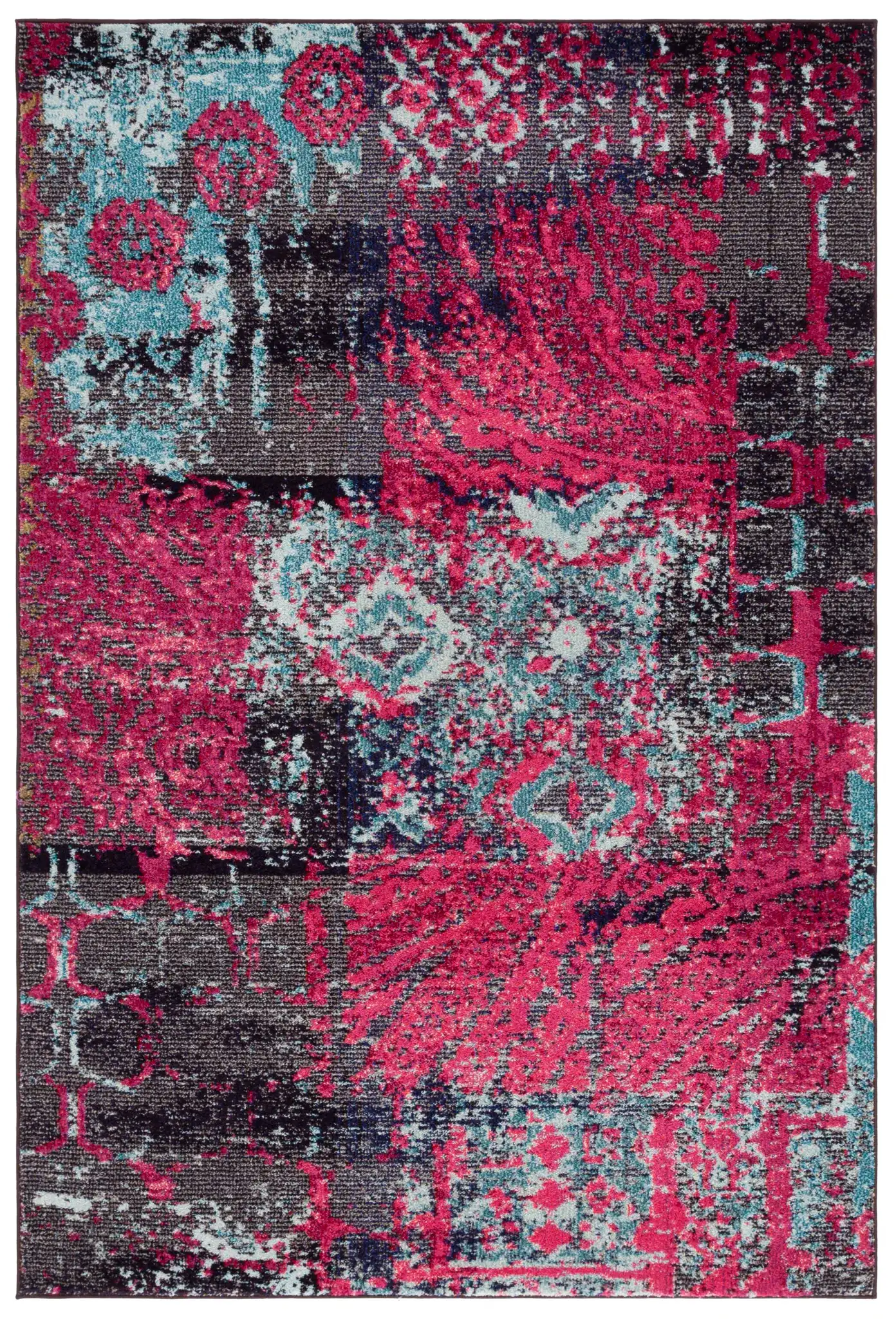 Monaco Overdyed Patchwork Rug in Pink / Multicolor