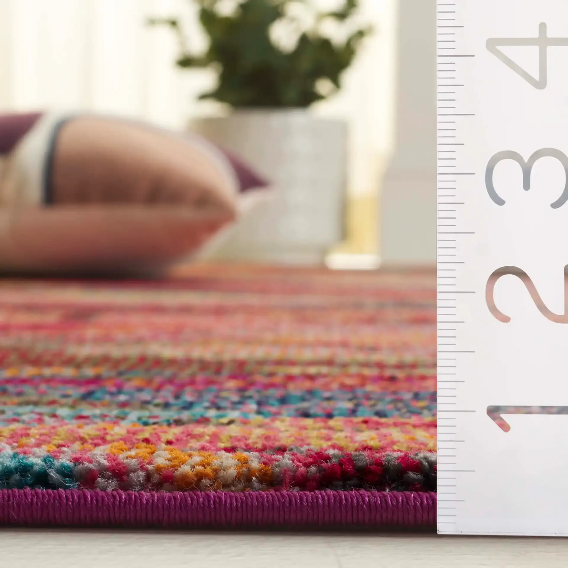 Monaco Patchwork Diamond Rug in Multicolor in a styled room