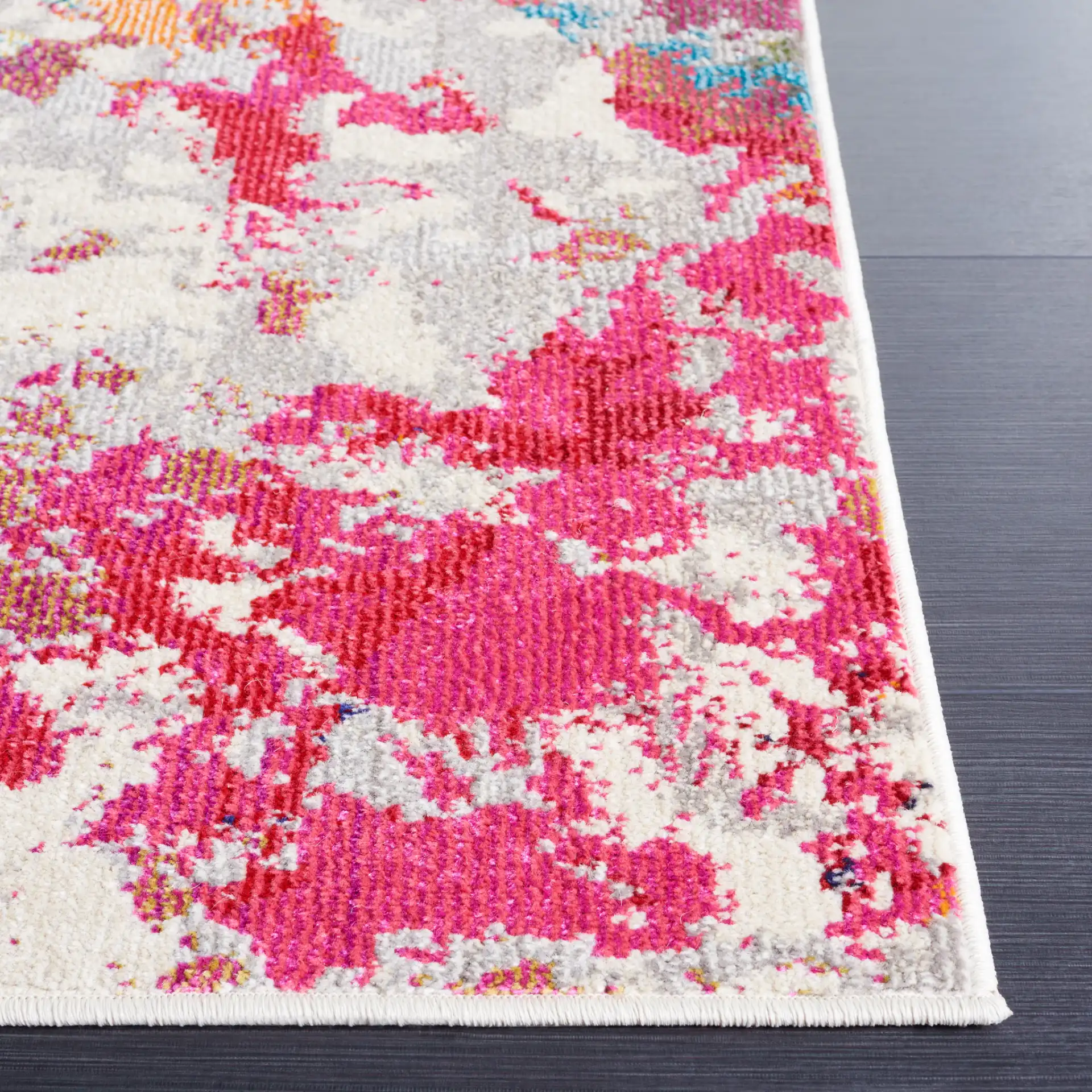 Monaco Painterly Abstract Rug in Gray / Multicolor in a styled room