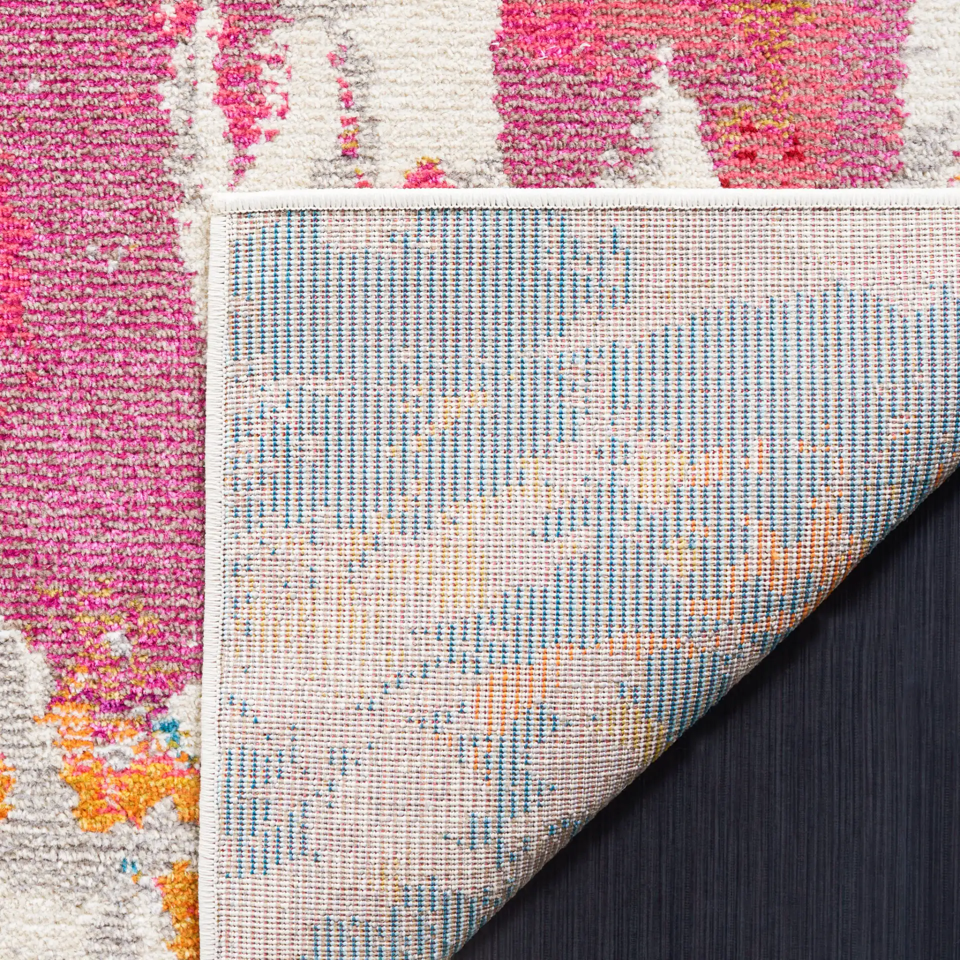 Monaco Painterly Abstract Rug in Gray / Multicolor in a styled room