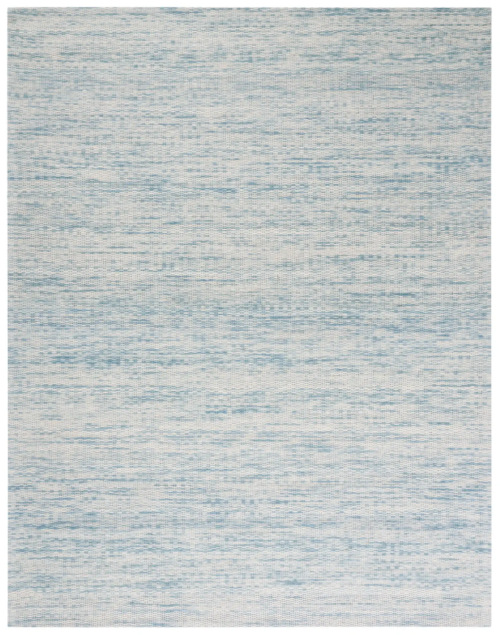 Marbella Striated Hand-Woven Wool Rug in Blue / Ivory