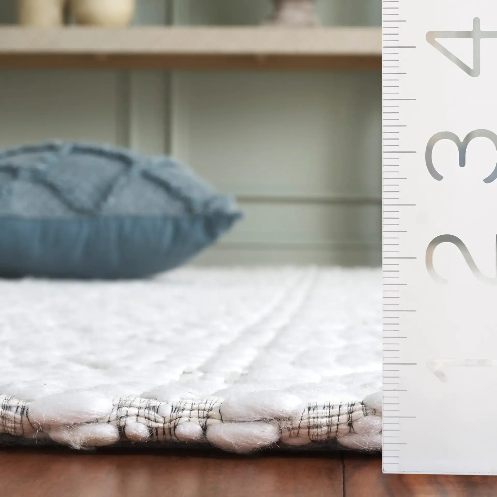 Marbella Interlocking Circles Hand-Woven Rug in Ivory in a styled room