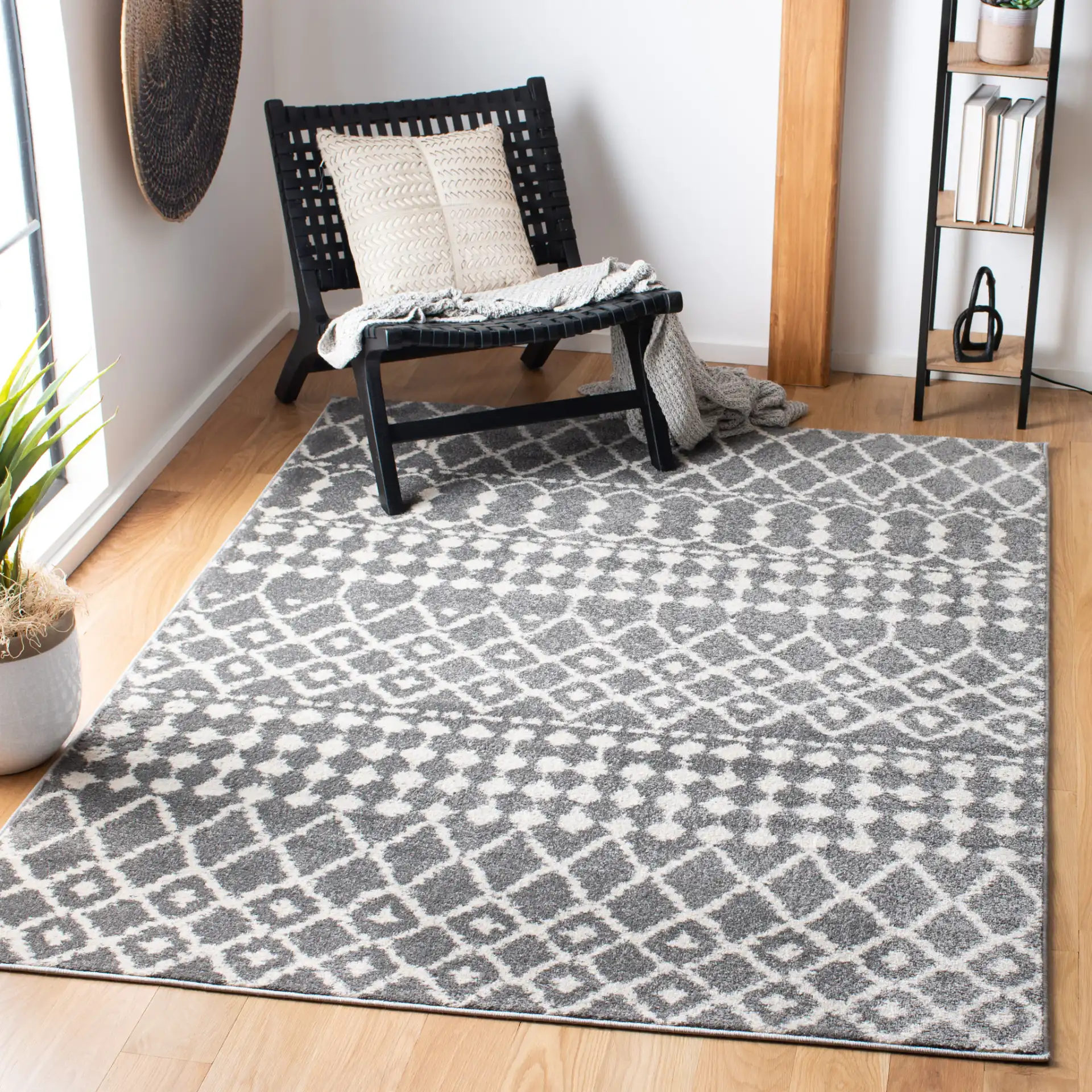 Mercer Moroccan Diamond Trellis Rug in Mercer Moroccan Diamond Trellis Rug in a styled room