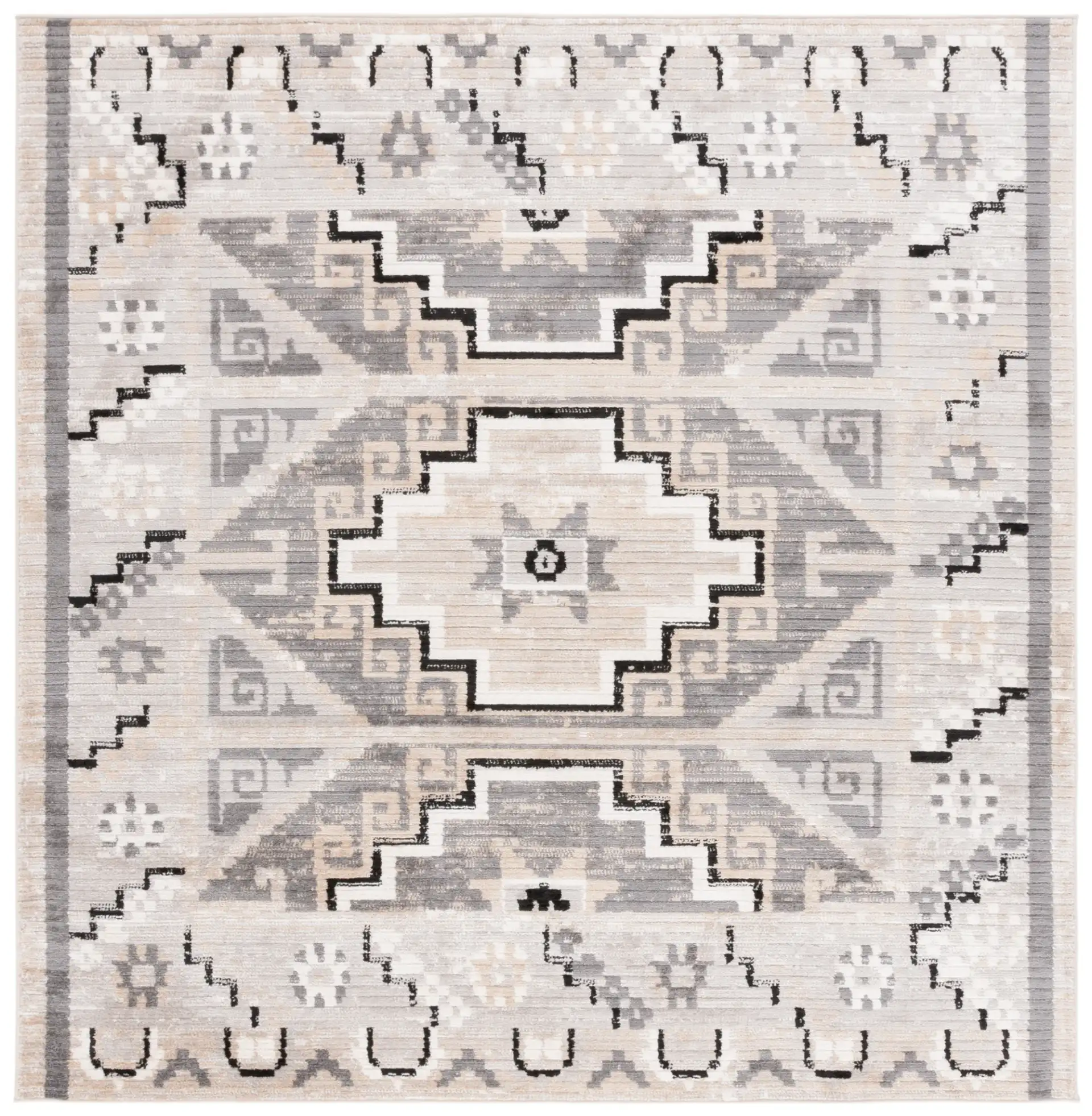 Marrakesh Southwestern Diamond Medallion Rug in Beige / Gray
