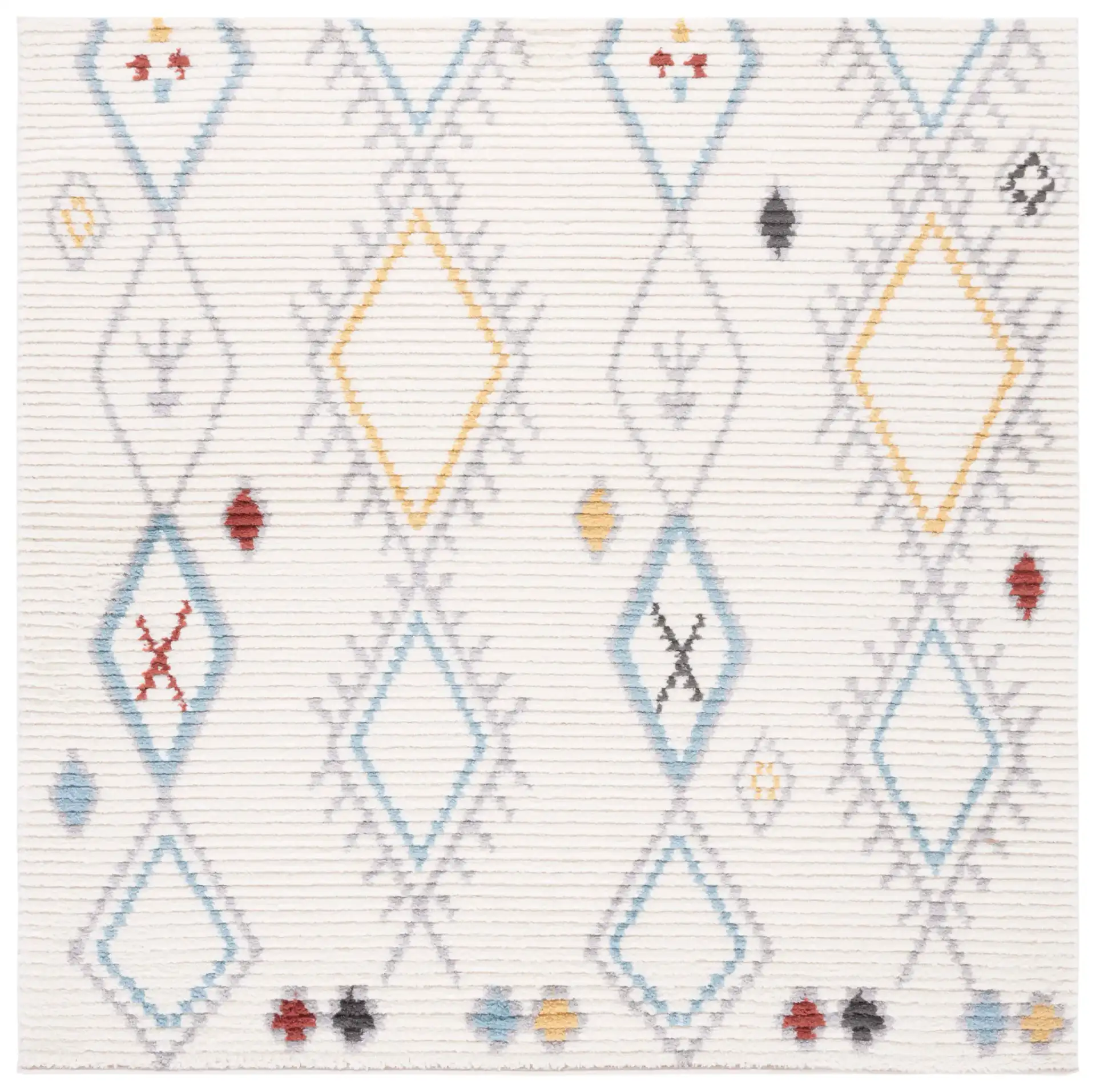 Marrakesh Tribal Spaced Diamond Rug in Ivory / Gray, detail view