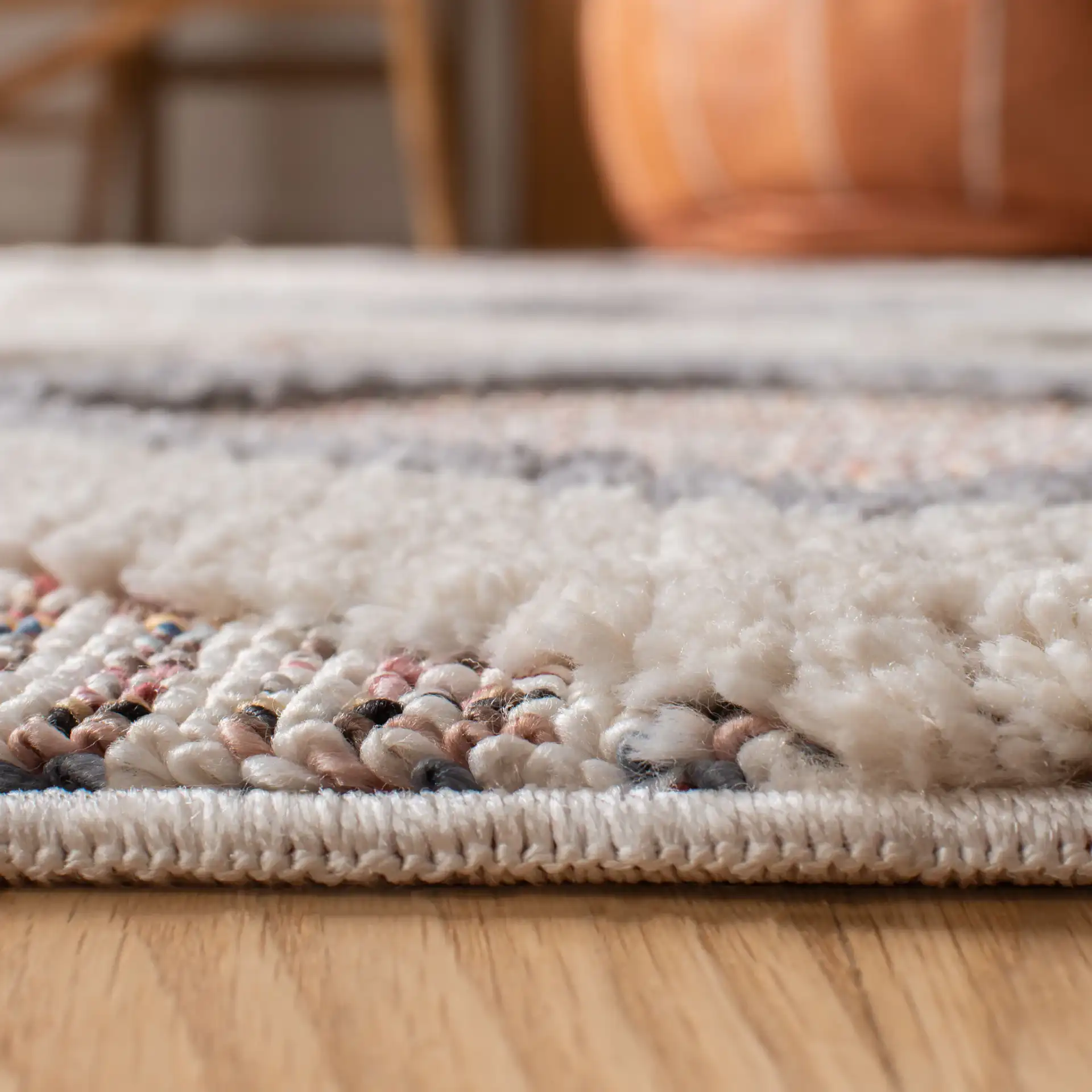 Marrakesh Diamond Grid Rug in Gray / Multicolor in a styled room