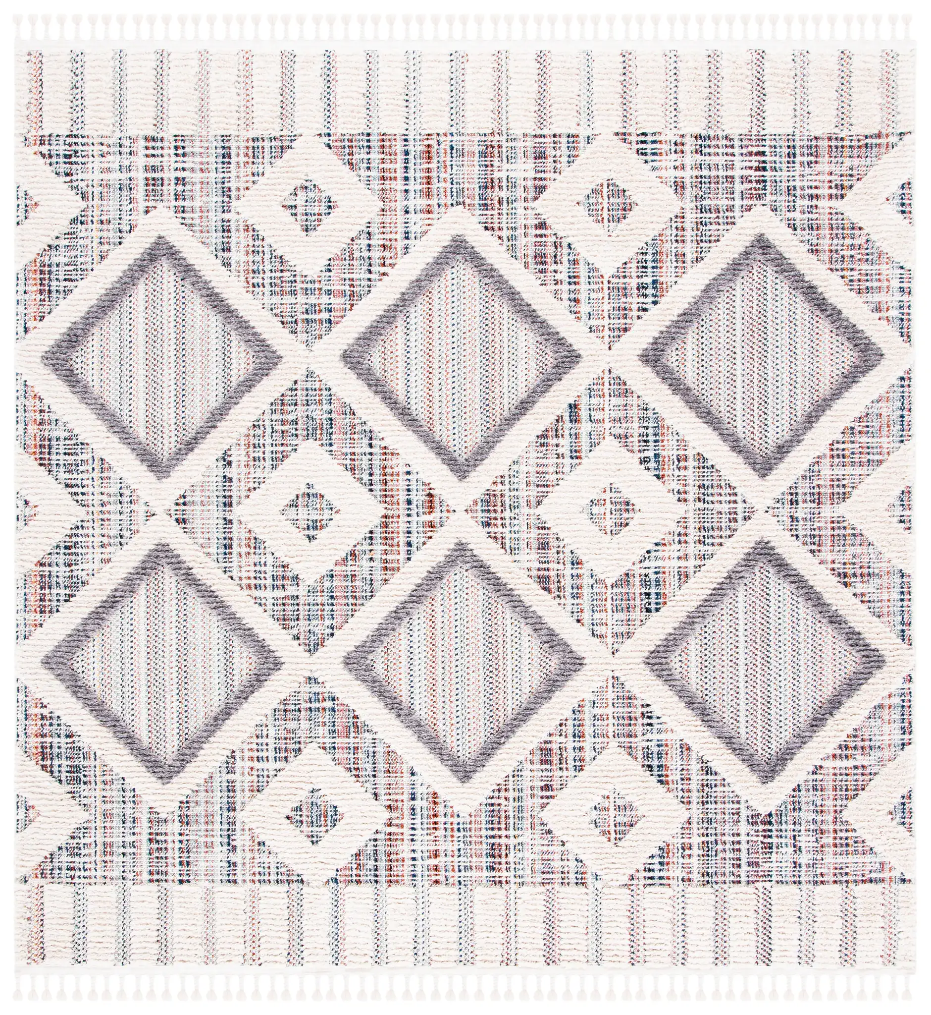 Marrakesh Diamond Grid Rug in Gray / Multicolor
