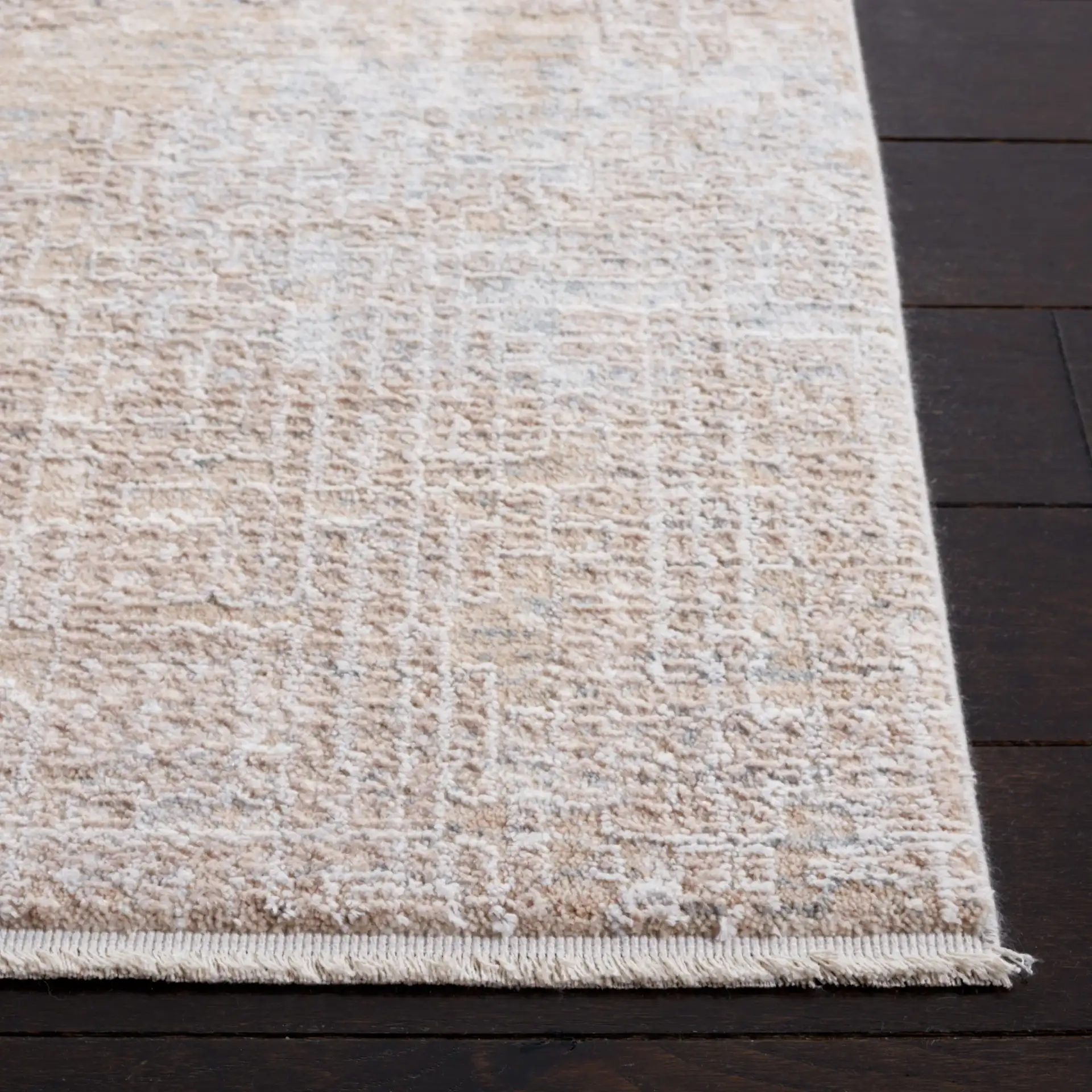 Marmara Abstract Grid Rug in Gray / Beige Blue in a styled room