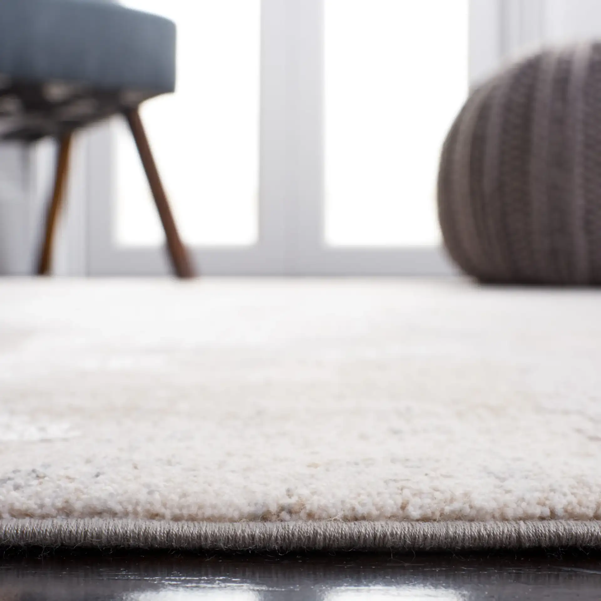 Marmara Abstract Grid Rug in Gray / Beige Blue in a styled room
