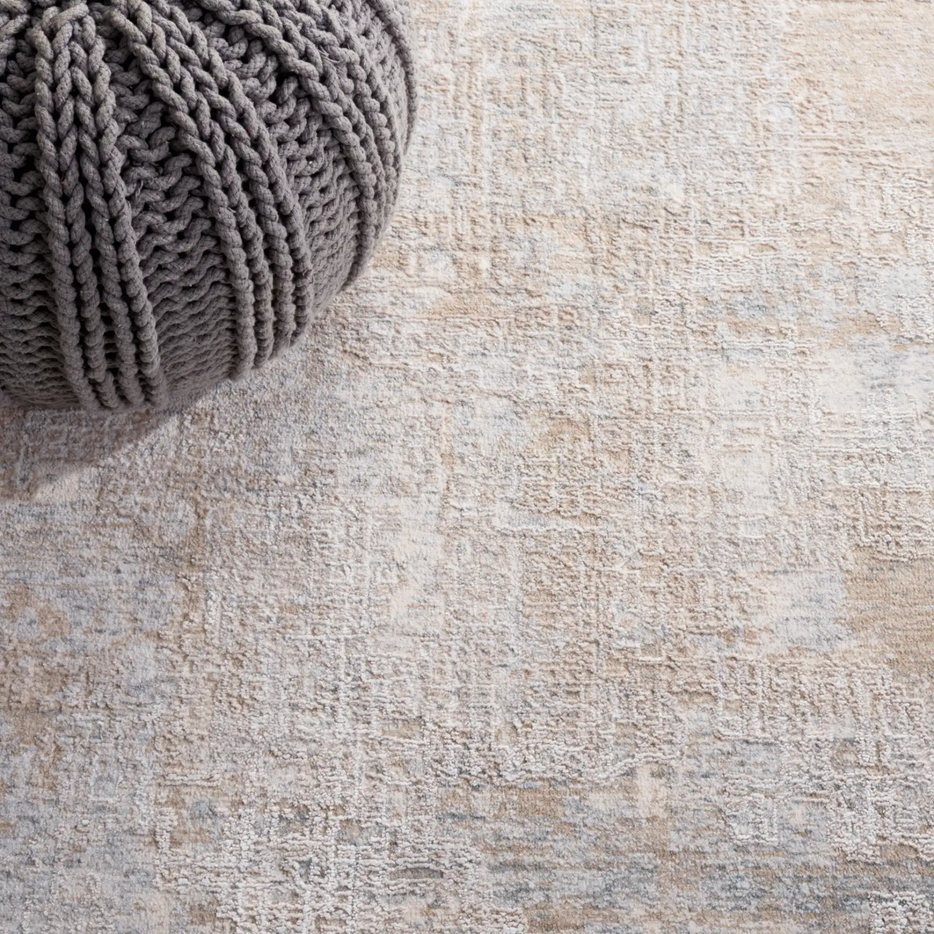 Marmara Abstract Grid Rug in Gray / Beige Blue in a styled room