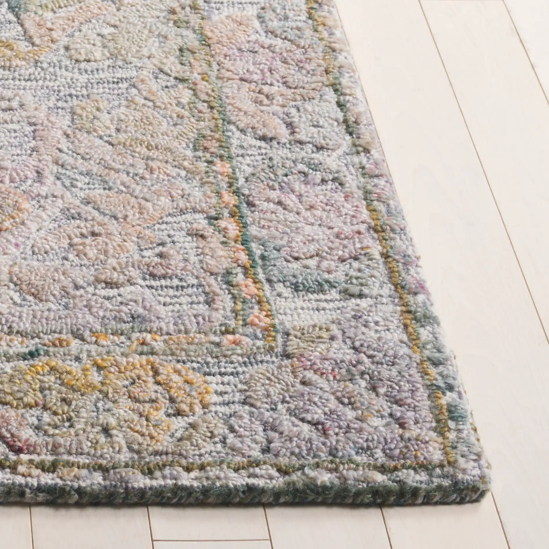 Marquee Medallion Hand-Tufted Rug in Green / Ivory in a styled room
