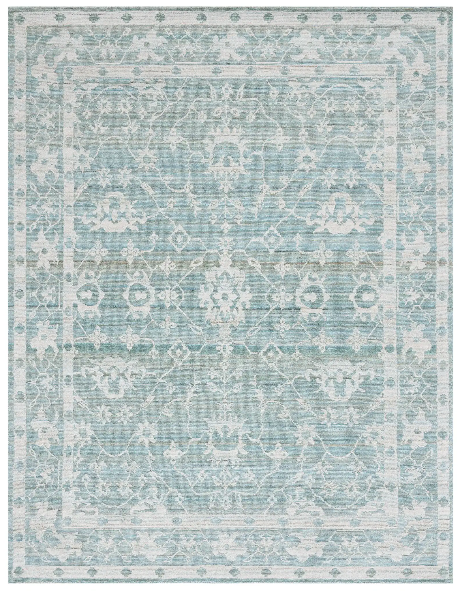 Marquee Floral Medallion Hand-Tufted Rug in Turquoise / Gray
